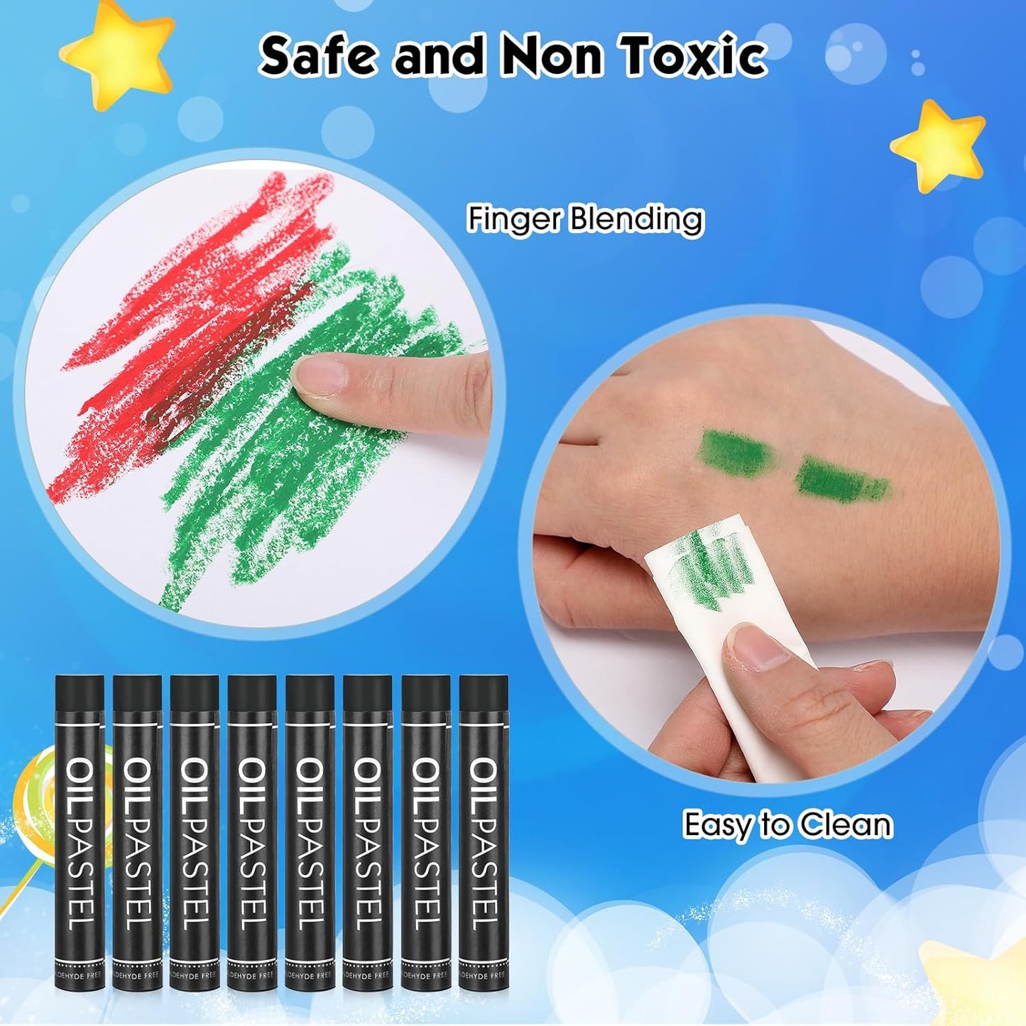 Geyoga 36 Pcs Soft Oil Pastels Bulk Artists Oil Crayons Single Color Creamy Pastels for Art Painting Drawing Blending for Back to School First Day of School Kids Students Artists(Black)