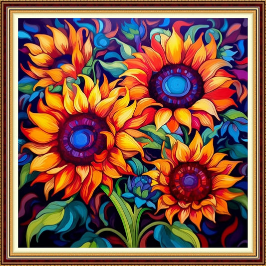 Funchey Stamped Cross Stitch Kits, DIY Cross Stitch Pattern for Adults Beginners Needlepoint Kits Embroidery Kit Arts and Crafts 11CT-Magic Sunflower 18x18 inch