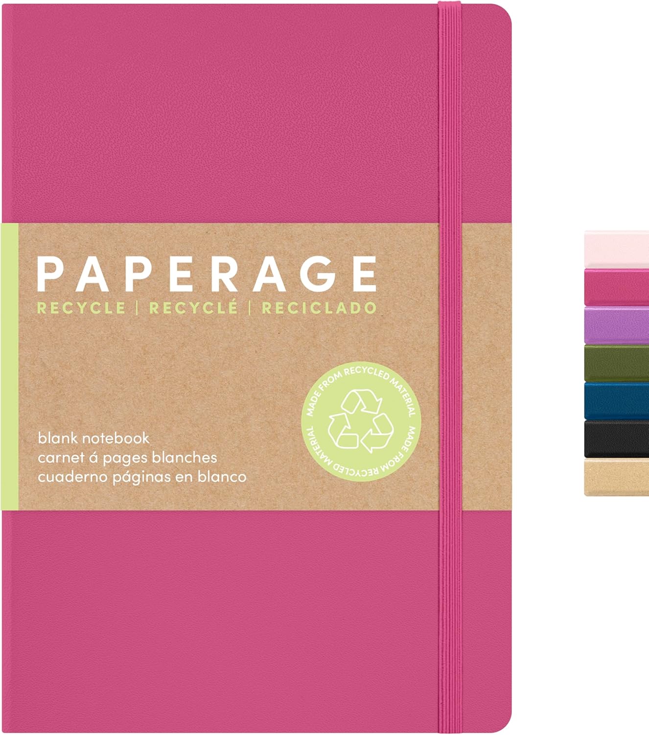 PAPERAGE Recycled Blank Journal Notebook, (Rose), 160 Pages, Medium 5.6 in x 8 in - 100 GSM Thick Paper – Hardcover Journaling Notebook for Work, School, Note Taking or Sketching