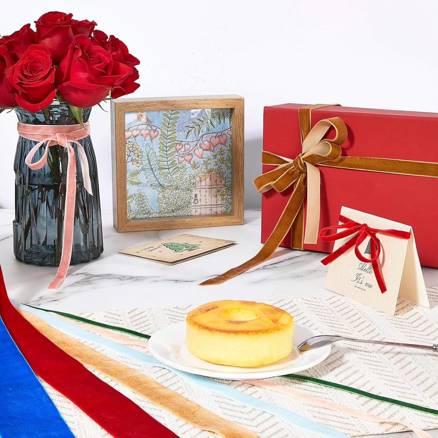 1" X 20 Yards Burgundy Velvet Ribbon for Christmas Tree Wreath Decoration Handmade Crafts Ornaments Gift Wrapping & Bow Making