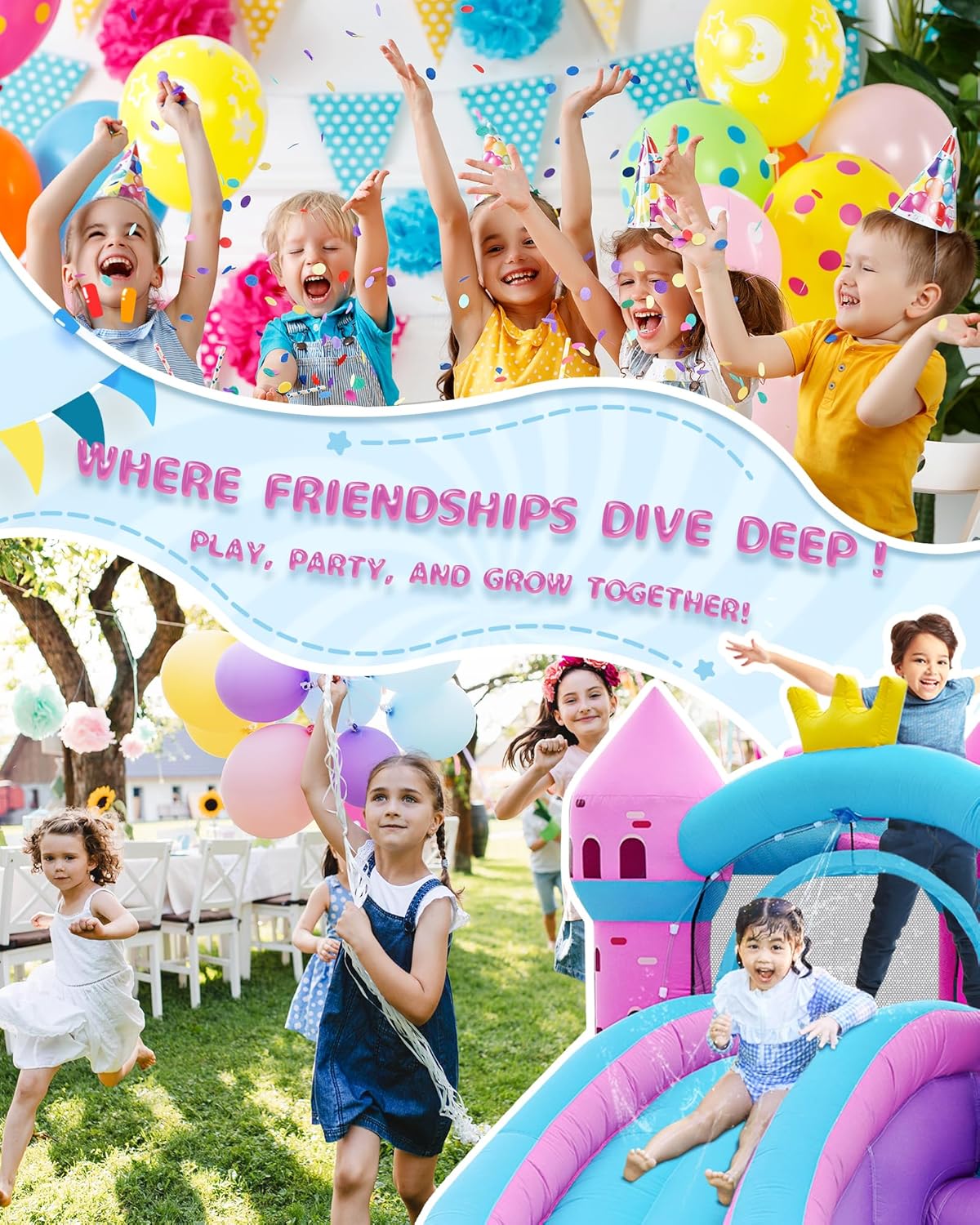 AirMyFun Pink Inflatable Waterslide, Water Bounce House for Big Kids 3-12 in The Backyard- Water Bouncy House for Wet and Dry, Splash Pool - Sturdy Outdoor Bouncer/Castle - Includes Blower& Repair Kit