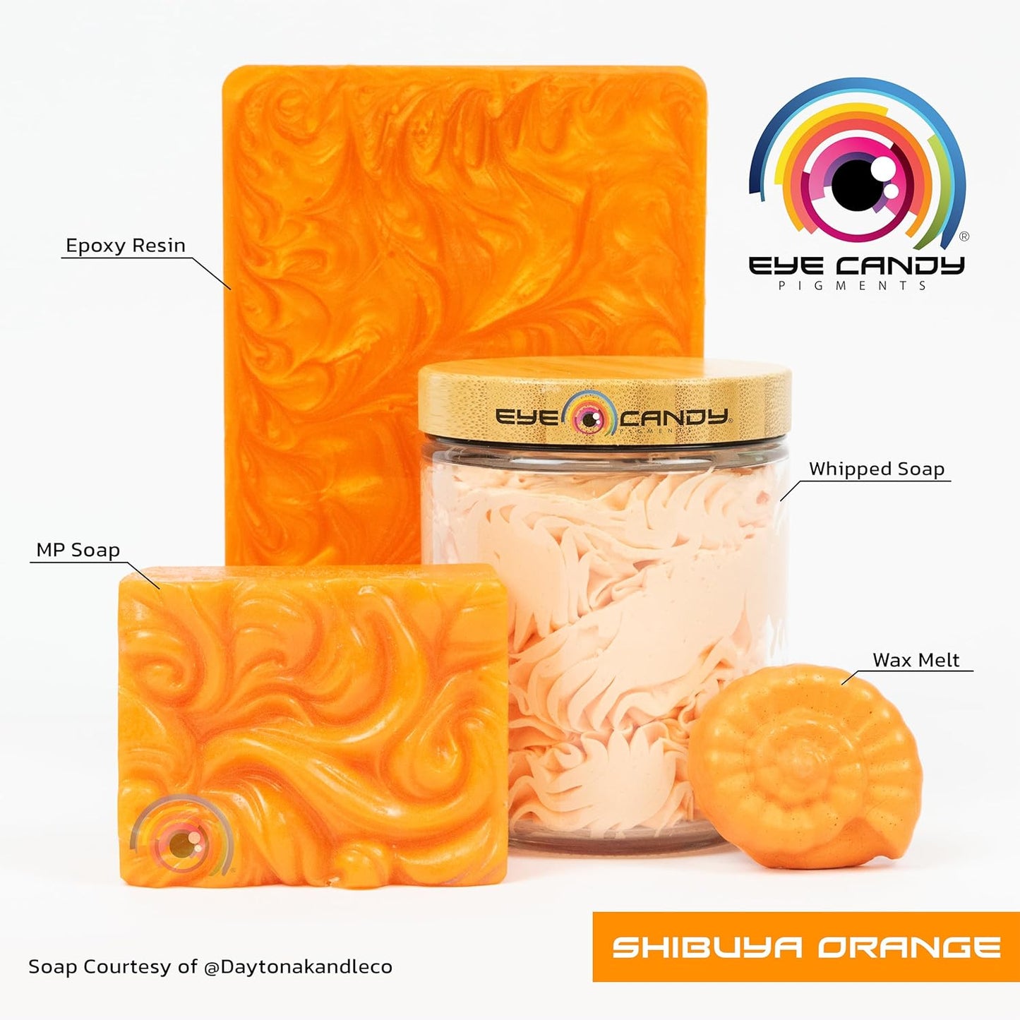 Eye Candy Pigments Premium Orange Mica Powder - Shibuya Orange (50gr) - for Epoxy, Resin, Soap, Paint, Woodworking, Acrylic Pouring, Bath Bombs, Fishing Lures - DIY Arts and Crafts Additive