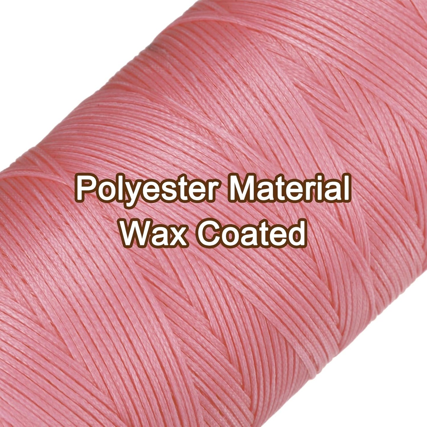 uxcell 150D 0.8mm Flat Waxed Thread 284 Yards Polyester Leather Sewing Waxed String Hand Stitching Waxed Cord for Leather Stitching Sewing Bookbinding DIY Craft Rouge Pink