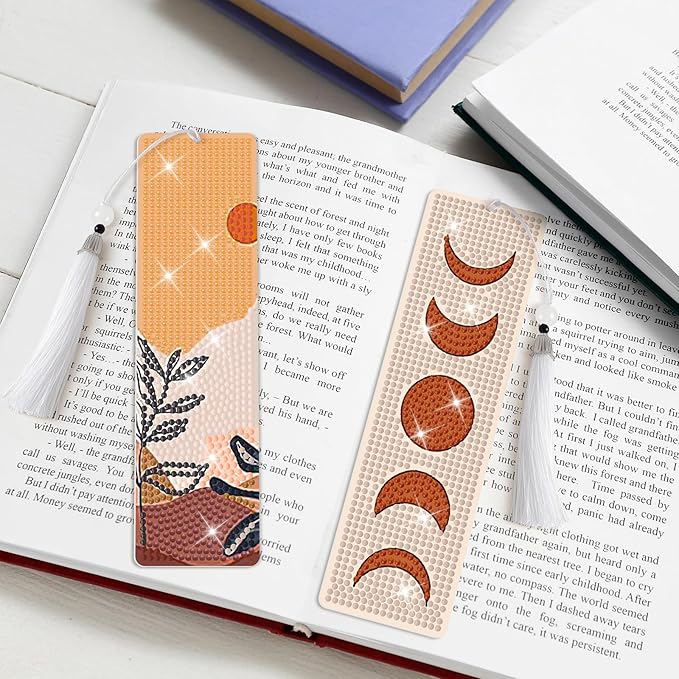 8 Pieces Christian Bible Verse Diamond Art Bookmarks 5d Christian Beaded Bookmark Acrylic Tassel Bookmark for DIY Making Beginners Kids Adults Arts Craft Supplies (Boho)