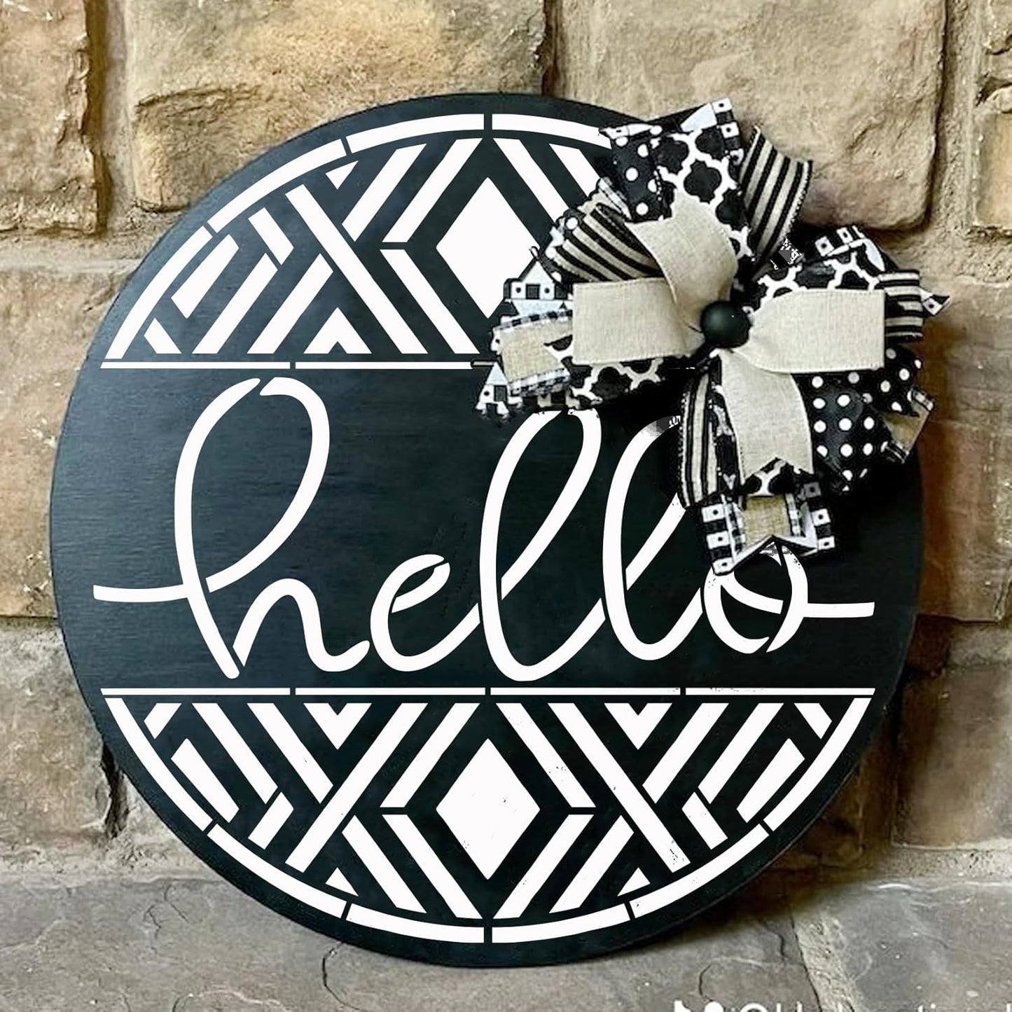 9 Pcs Welcome Stencils for Painting on Wood Reusable Round Home Sweet Home Stencil Large Hello Fall Templates for Door Hanger Canvas DIY Crafts (9 Welcome)