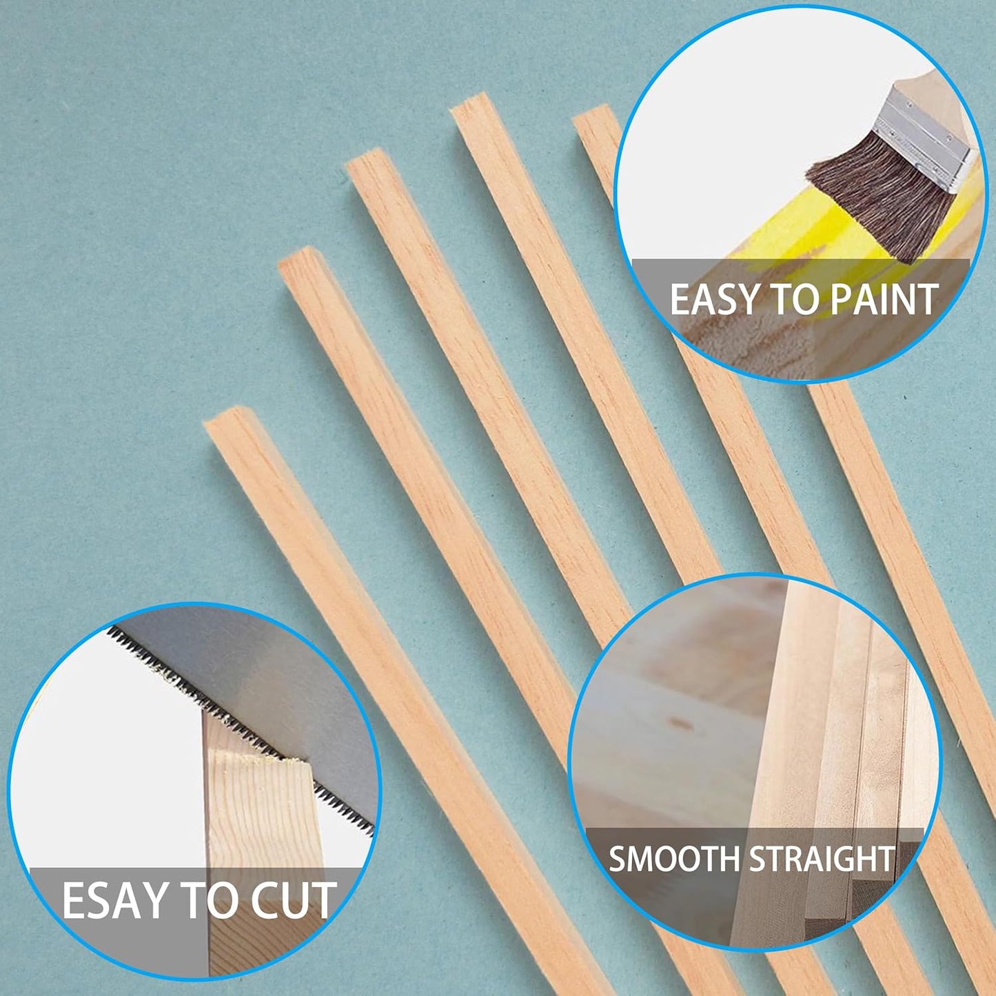 60Pcs Wood Square Dowel Rods 1/2 x 1/2 x 12 inch,Wood Squares for Crafts,Model Making Balsa Wood (1/2""x12""-60pcs)