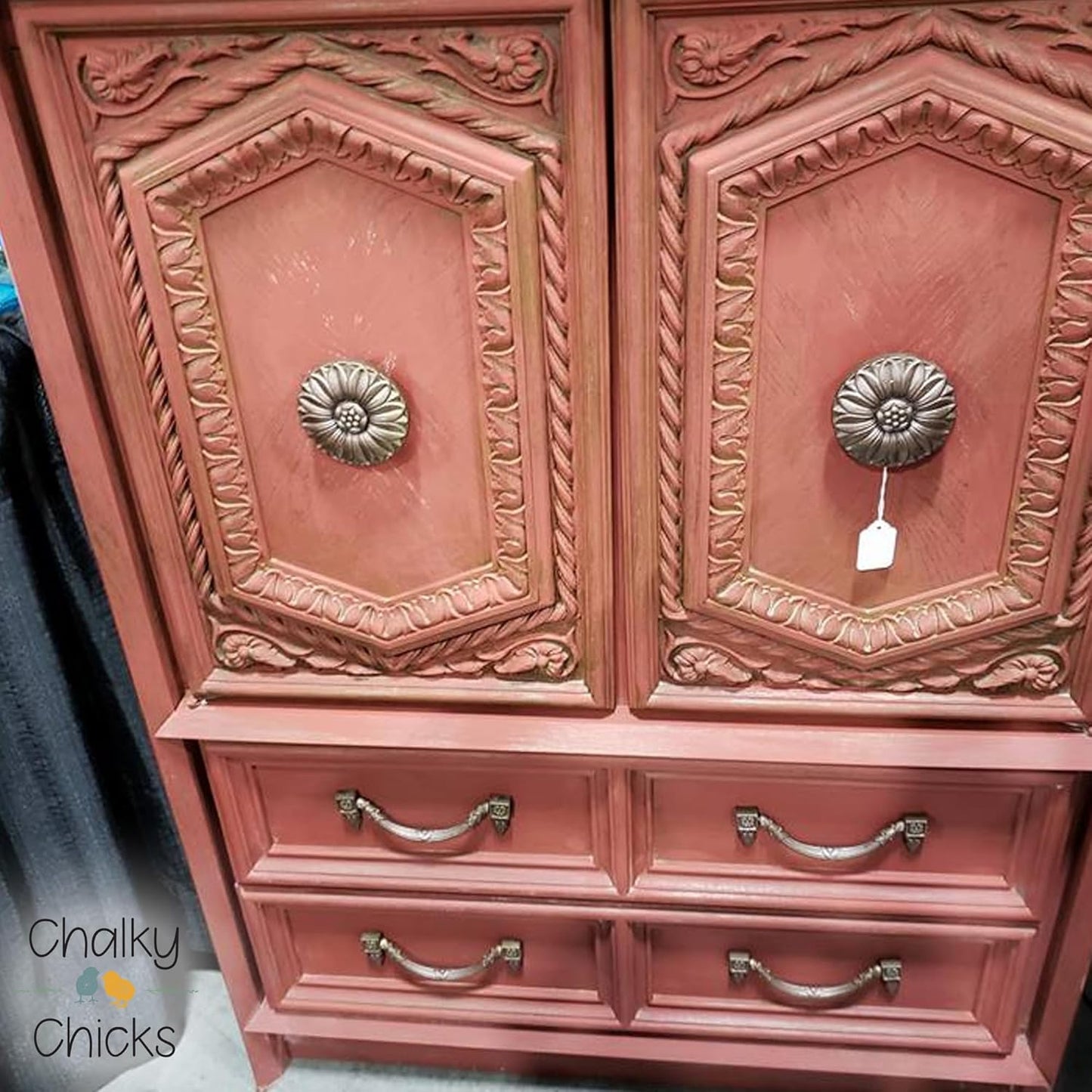 Chalky Chicks All-in-One Chalk Paint for Furniture or Cabinet - 32 Fl Oz - Matte Finish Gingers Blush Pink for Metal, Wood Furniture Paint - No Sanding All-in-One for Home Decor & Crafts, USA Made