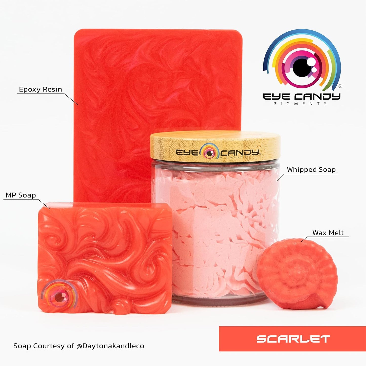 Eye Candy Pigments Premium Red Mica Powder - Scarlet (50gr) - for Epoxy, Resin, Soap, Paint, Woodworking, Acrylic Pouring, Bath Bombs, Fishing Lures - DIY Arts and Crafts Additive