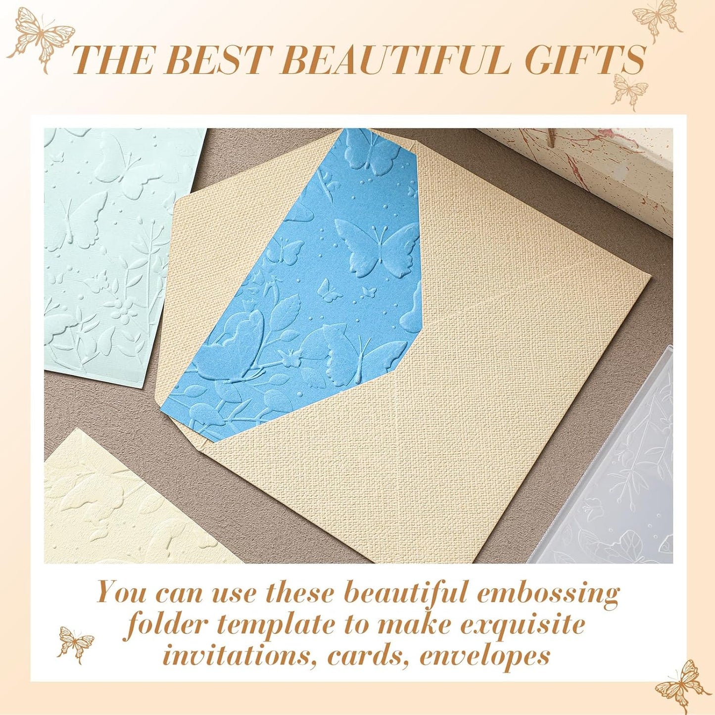 Geiserailie 1 Pcs Embossing Folders Embossing Machine Template Paper Card Folders for Christmas Card Making DIY Flower Scrapbook Photo Album Craft Decoration 5.9 x 4.1 Inch (Butterfly Style)