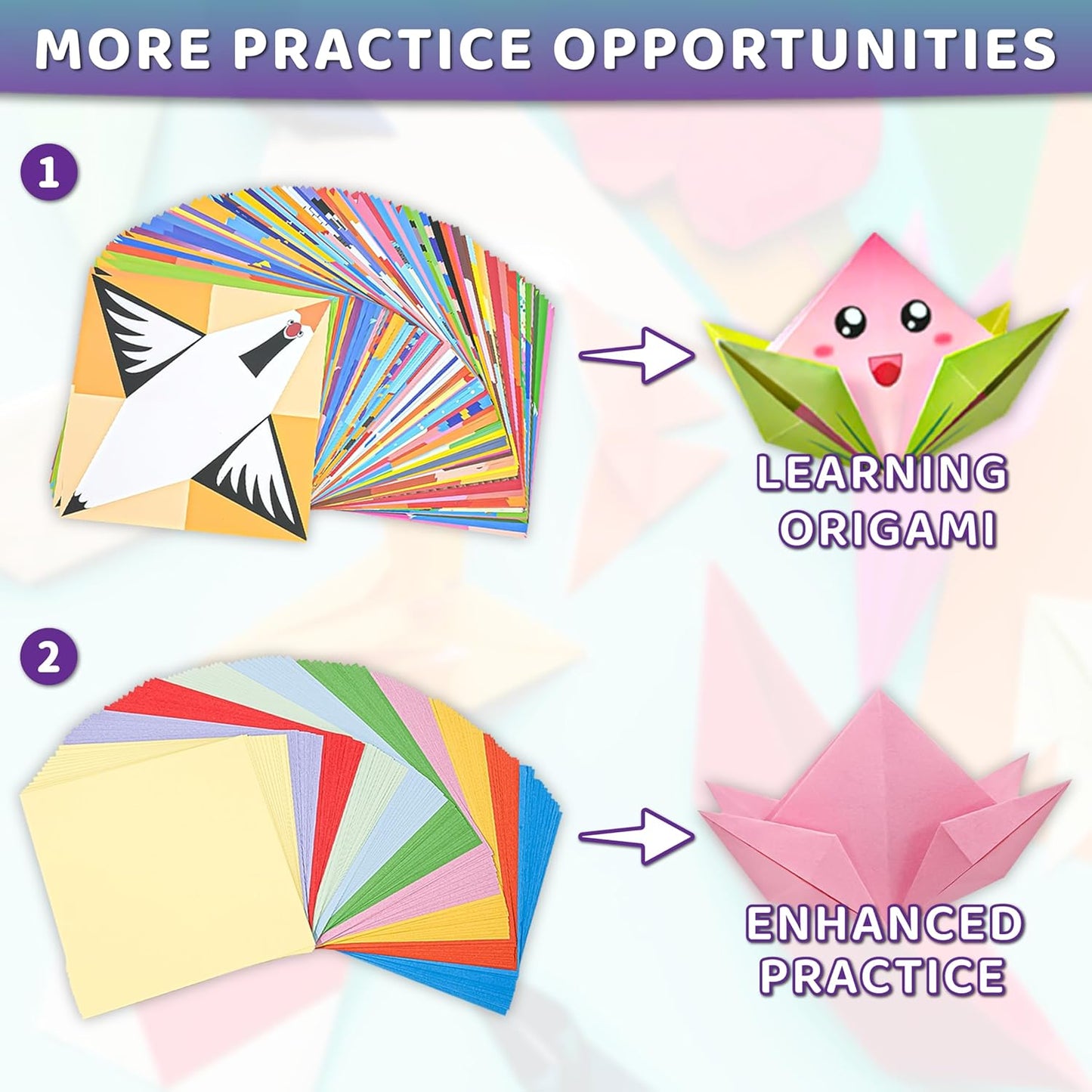 MOBYKE 238 Sheets Origami Paper, Oragami kit for Kids ages with 54 Patterns Projects, Double Sided Colored Blank Orgami Bulk Folding Book, Square Craft Patterned Papers Gift Set for Beginners Boy Girl