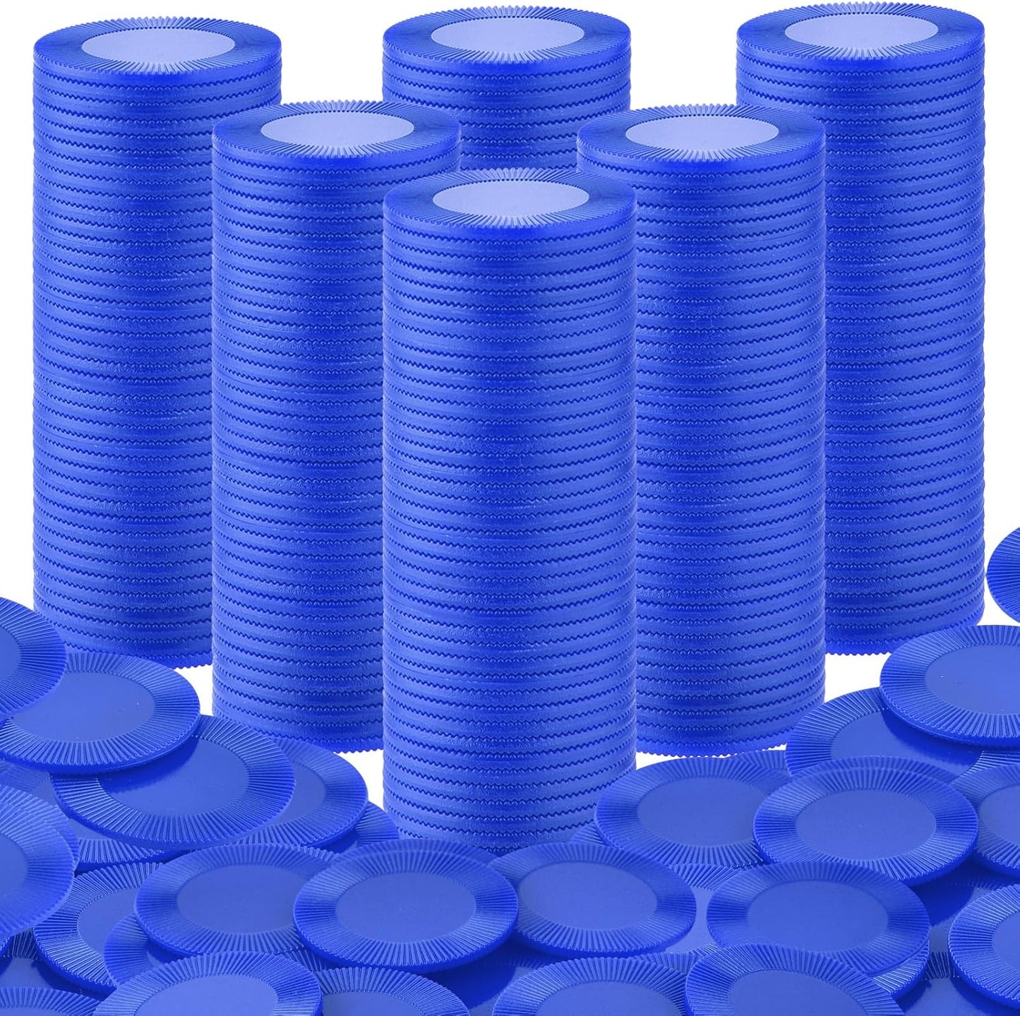 Coopay 500 Pieces Plastic Poker Chips, 1 Inch Bingo Chips Bulk Learning Counters Disks Poker Card Game, Counting Markers for Math Practice, Game Tokens and Teaching Rewards, 25 mm (Blue)