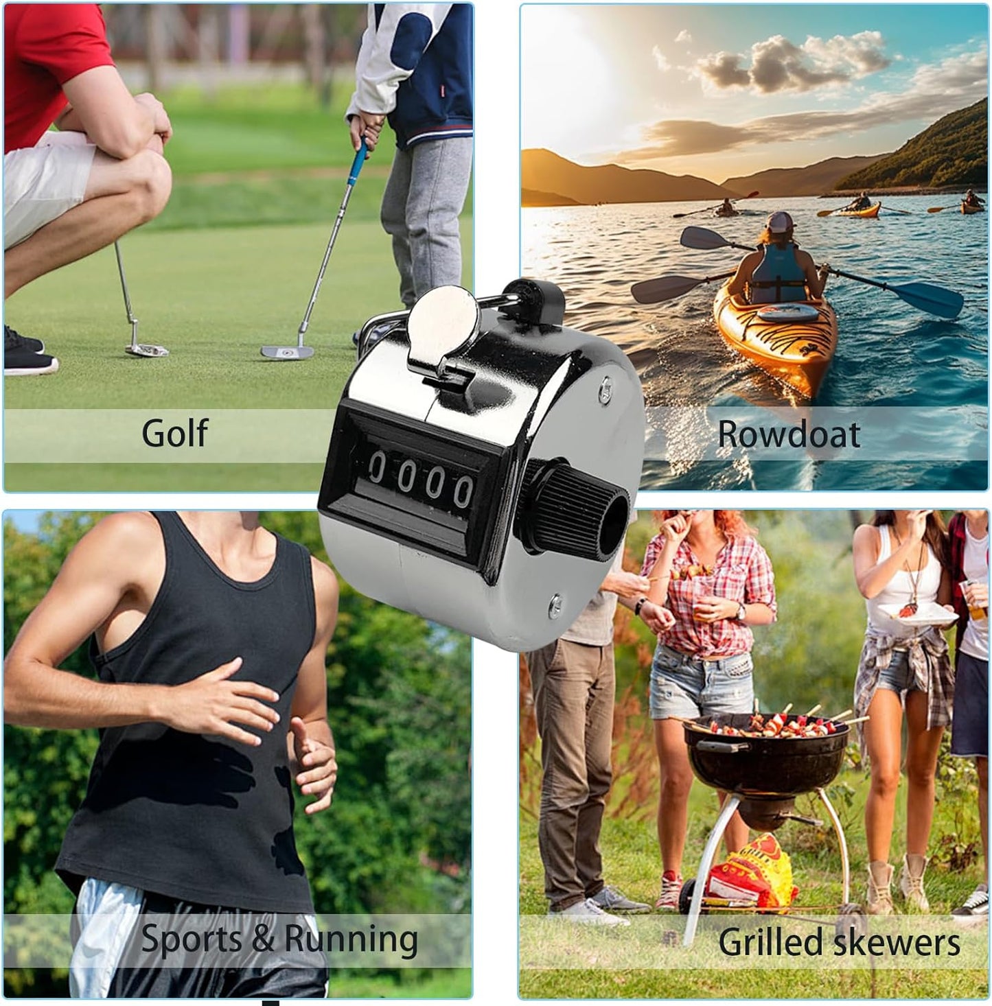 GDMINLO Metal Hand Tally Clicker Counter, 4-Digit Number Count Clicker with Metal Case Mechanical Counter for Coaching, Knitting, Lap, Fishing, Golf and Row with 2-Nylon Lanyard,Silver