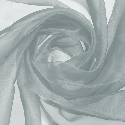 MECCANIXITY Iridescent Sheer Organza Fabric, 10 Yards x 59 Inches Solid Holographic Shiny Fabric Organza Cloth for Wedding, Curtains, Costume, Photo Background, Grey