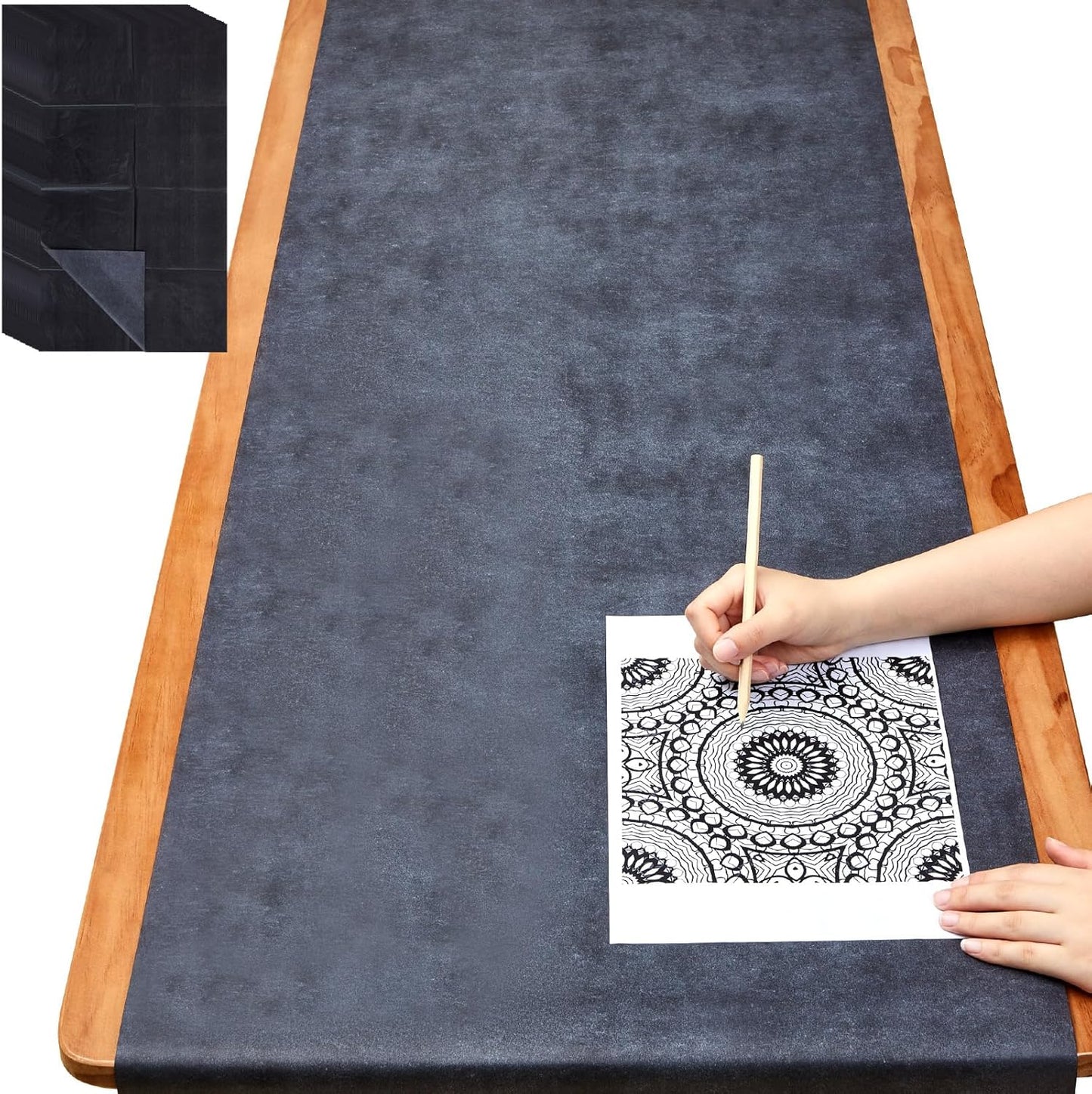 Dinifee 5 Sheets Large Carbon Paper for Tracing 20.3 x 47 Inch Graphite Transfer Paper Waxed Carbon Transfer Sheet for Wood, Canvas, Woodworking Patterns, Fabric, Sketch Drawing, Black