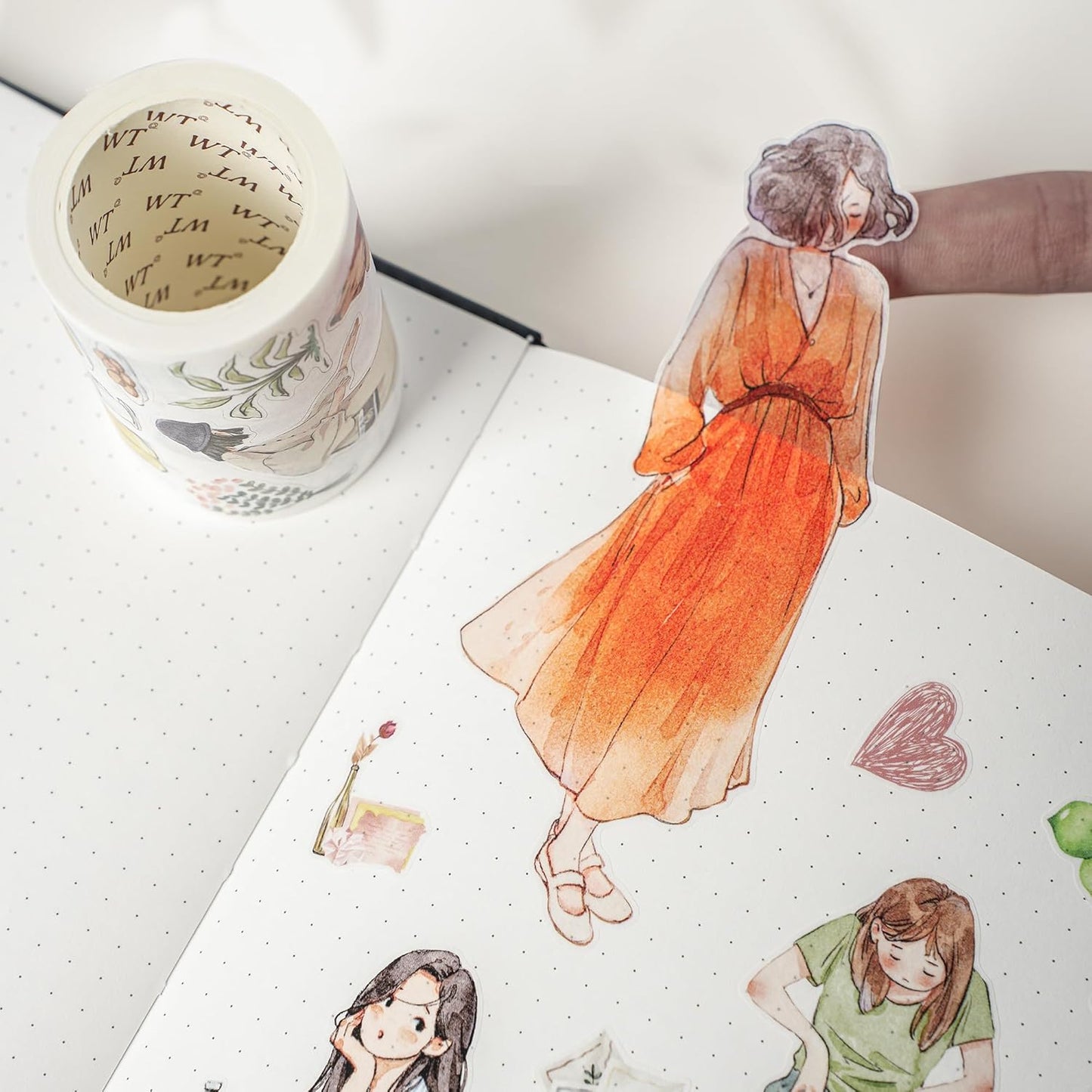 WT Pre-Cut Leisurely Days Washi Tape Roll, Original Designs, Decorative for Bible Journaling, Bullet Journals, Scrapbooks, Planners & DIY Craft Supplies