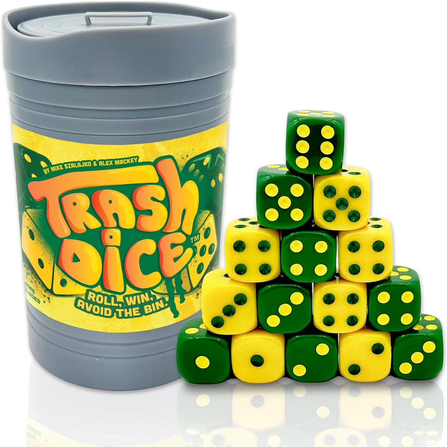 Big Discoveries Trash Dice - Fast-Paced Family Dice Game | Exciting 2-Player Board and Dice Game with Trash Can and Dice Set | for Travel, Party, and Games Night