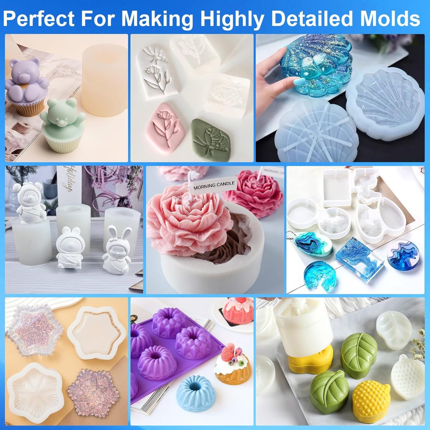 CHANGTIKEJI Silicone Mold Making Kit,210 OZ Super Elastic Liquid Silicone for Mold Maker, Fast Cure Translucent Silicone Rubber for Casting Resins Mold,Silicone Mold,Candle Mold,Soap Mold,Food Mold