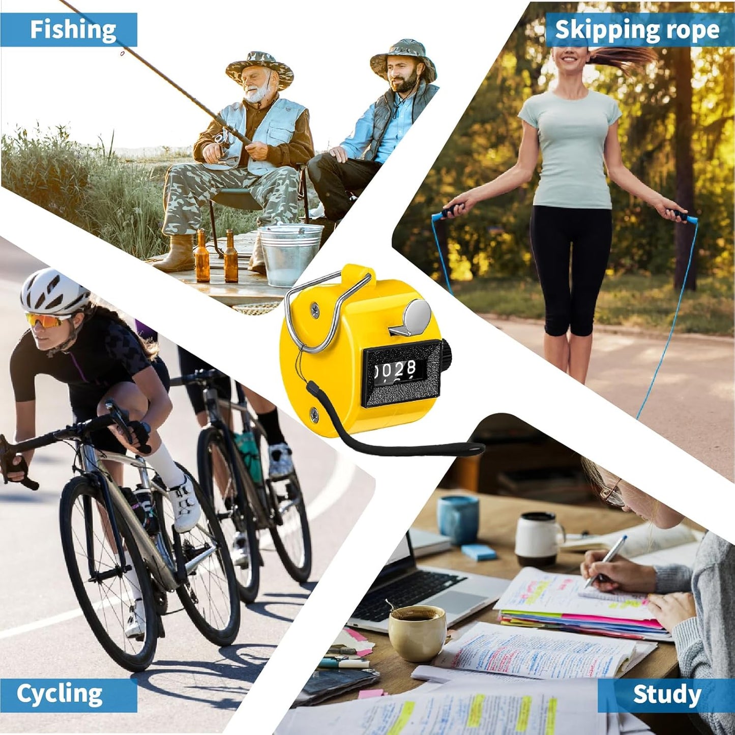 Handheld Clicker Counters - Golf Digital 4-Digit Baseball Finger Click Mechanical Tally Counter with 3pcs Lanyard for Sports Events Coaching Counting