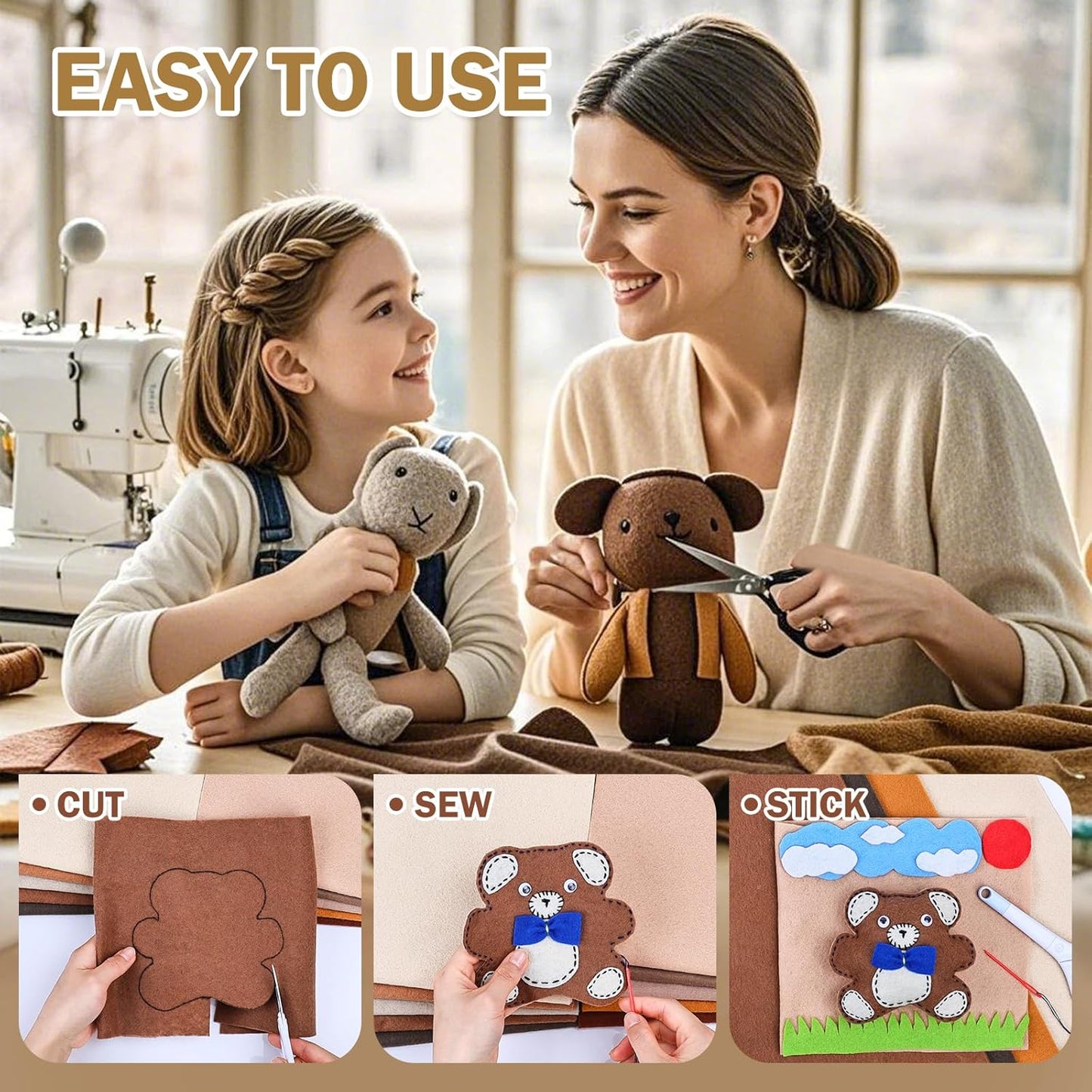 12 Rolls 8"x35"(20.5x90cm) 1.4mm Thick Soft Felt Fabric Sheet 12 Assorted Brown Tone Series Colors Felt Pack for DIY Craft Sewing Squares Nonwoven Patchwork