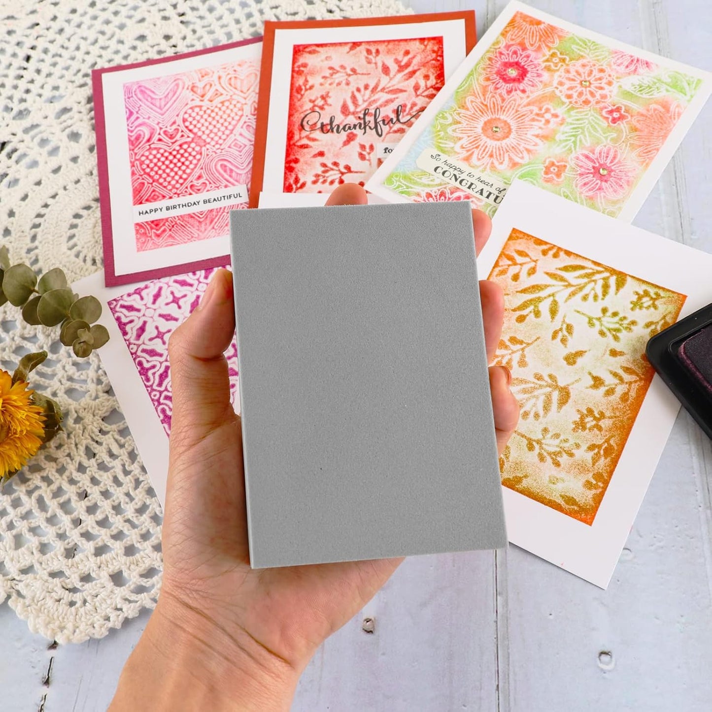 BAOFALI 8 Pcs Stamping Foam Grey Moldable Foam Stamps Plastic Dry Foam Stamp Pad Cut and Dry Foam Stamping Foam Block for Sculpture, Modeling, DIY Arts and Handicrafts Projects