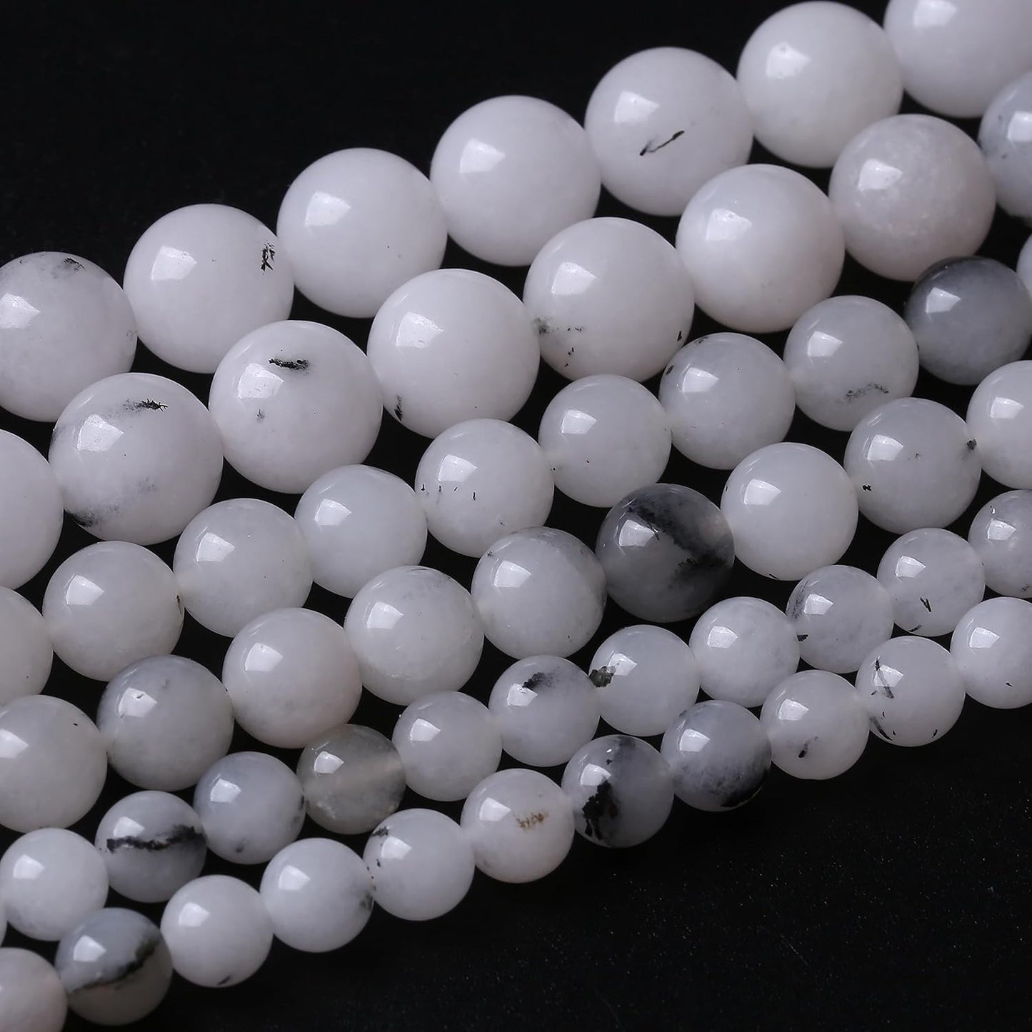 48PCS 8MM Black Rutilated Quartz Stone Beads Energy Healing Beads for DIY Jewelry Bracelet Necklace Making for Jewelry Making 15Inch