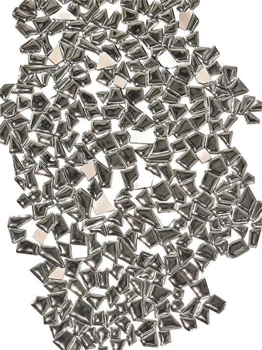 Ceramic Mosaic Tiles for Crafts & Art Projects 200 Grams Vibrant Colors Pieces Fit Together Like a Puzzle Endless Creative Ideas for Mosaic Art DIY Hobbies Small Sizes (Metallic Silver)