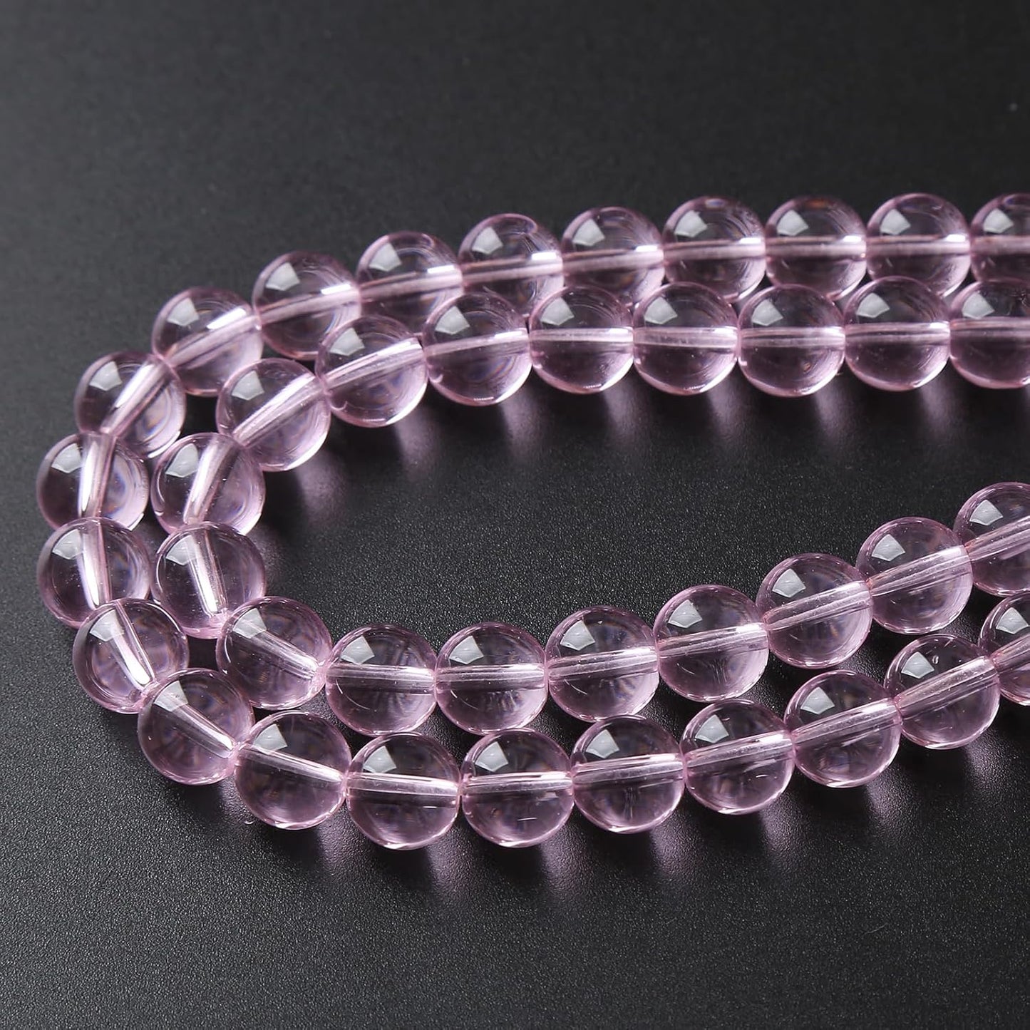 8mm 45pcs Smooth Rose Pink Glass Beads Quartz Crystal Round Loose Beads for Jewelry Making DIY Bracelet Necklace