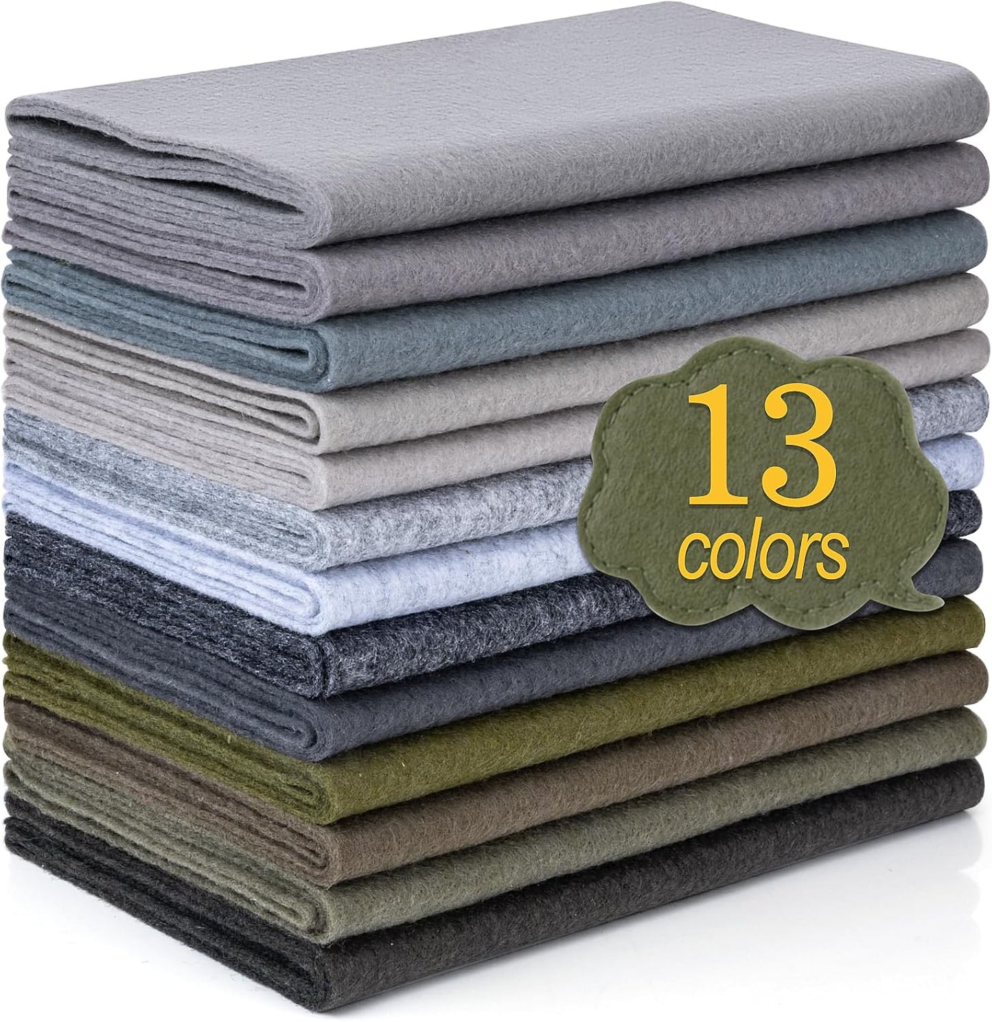 XSEINO 13 Rolls 8"x35" 1.4mm Thick Soft Felt Fabric Sheet 13 Assorted Gray Series Colors Felt Pack Pastel Felt Sheets for DIY Craft Sewing Squares Nonwoven Patchwork