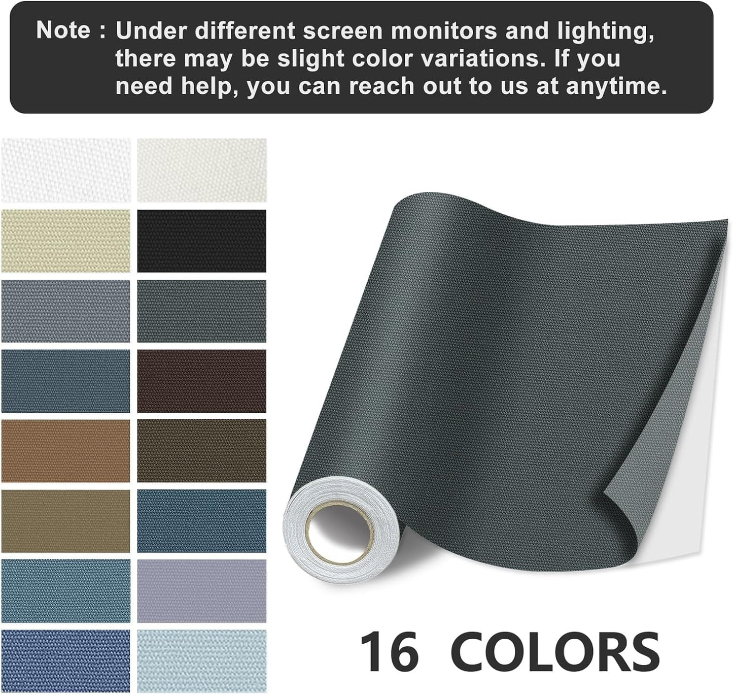 Canvas Repair Patch, 17X79 Inch Strong Sticky Fabric Repair Tape, Self-Adhesive Fabric Patch for Sofas, Tote Bags, Clothing, Car Seats, Furniture (Dark Grey, 17X79 Inch)