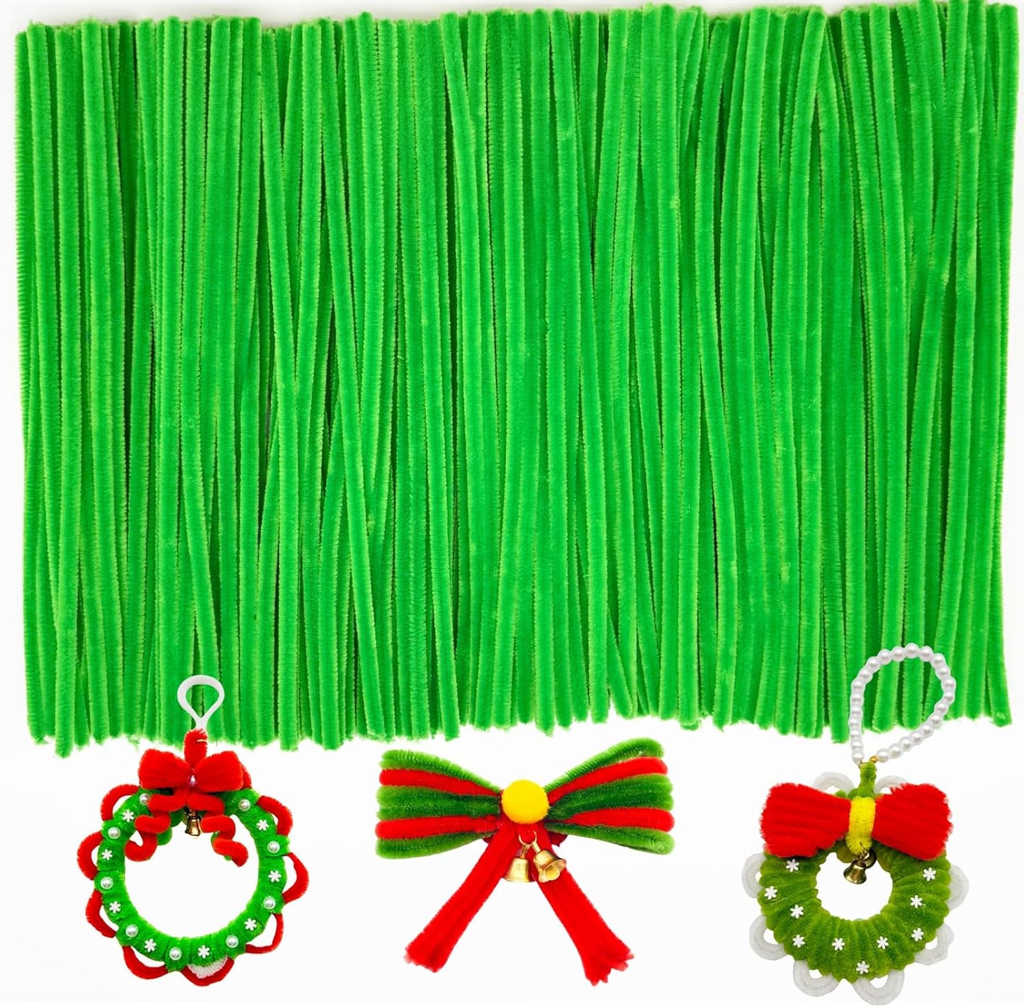 Fruit Green Pipe Cleaners Craft,Creative Craft Pipe Cleaners for Flower Making,Chenille Stems Crafting Pipe Cleaners Artificial Flowers,Craft Supplies for Home Festivals DIY,Christmas Decoration