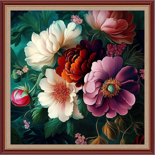 DMCXART Counted Cross Stitch Kits for Adults Needlepoint Kits Unprinted Cross Stitching Embroidery Kit 11CT Cross Stitch Supplies-Colorful Flowers 18x18 inch