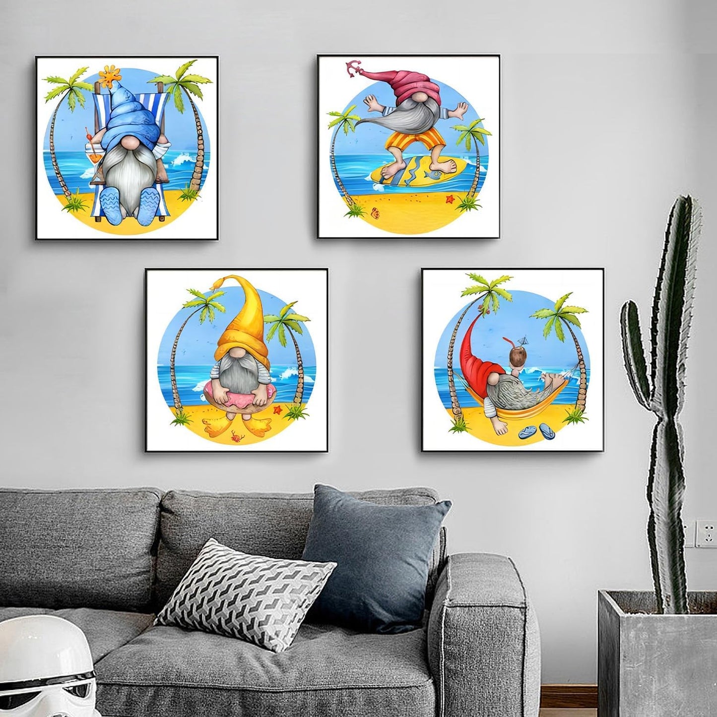 ZuoAnLF 4 Packs Stamped Cross Stitch Kits for Adults,Stamped Cross-Stitch Needlepoint Counted Kits Beginners,Embroidery Kit Arts and Crafts for Home Decor 11CT,9.8 * 9.8inch (Gnome)