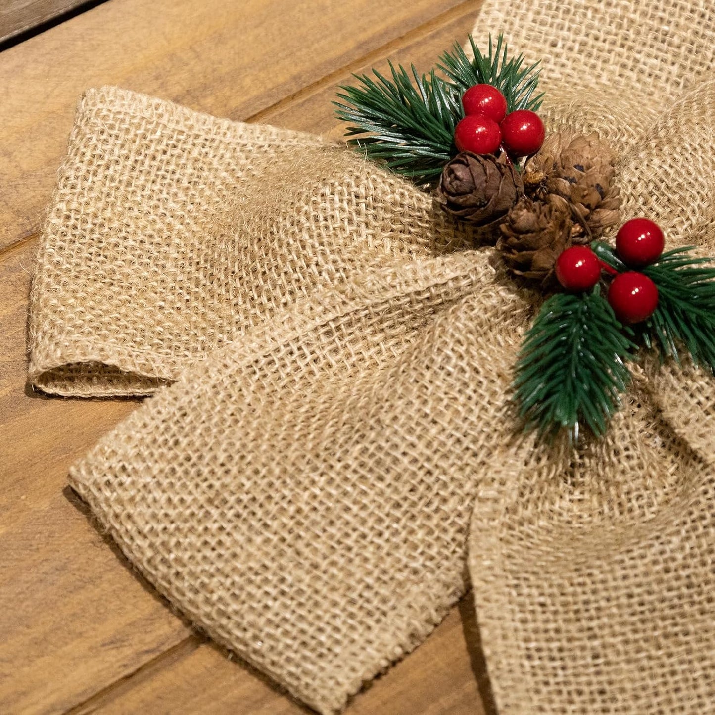 LaRibbons 2 Pcs 3 Inch Burlap Wide Fabric Craft Ribbon,10 Yard Per Roll, Natural Brown Ribbon for Bow Crafting,Wreath-Making, Tree Decoration