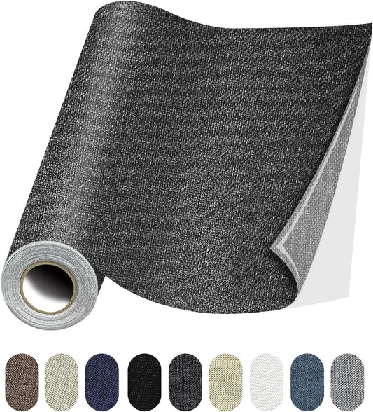 Fabric Repair Patches, Linen Repair Tape Self-Adhesive Fabric Patches Durable, DIY Large Linen Tape for Sofa, Couches, Furniture, Chair, Clothing （3.5X79 Inch, Dark Grey）