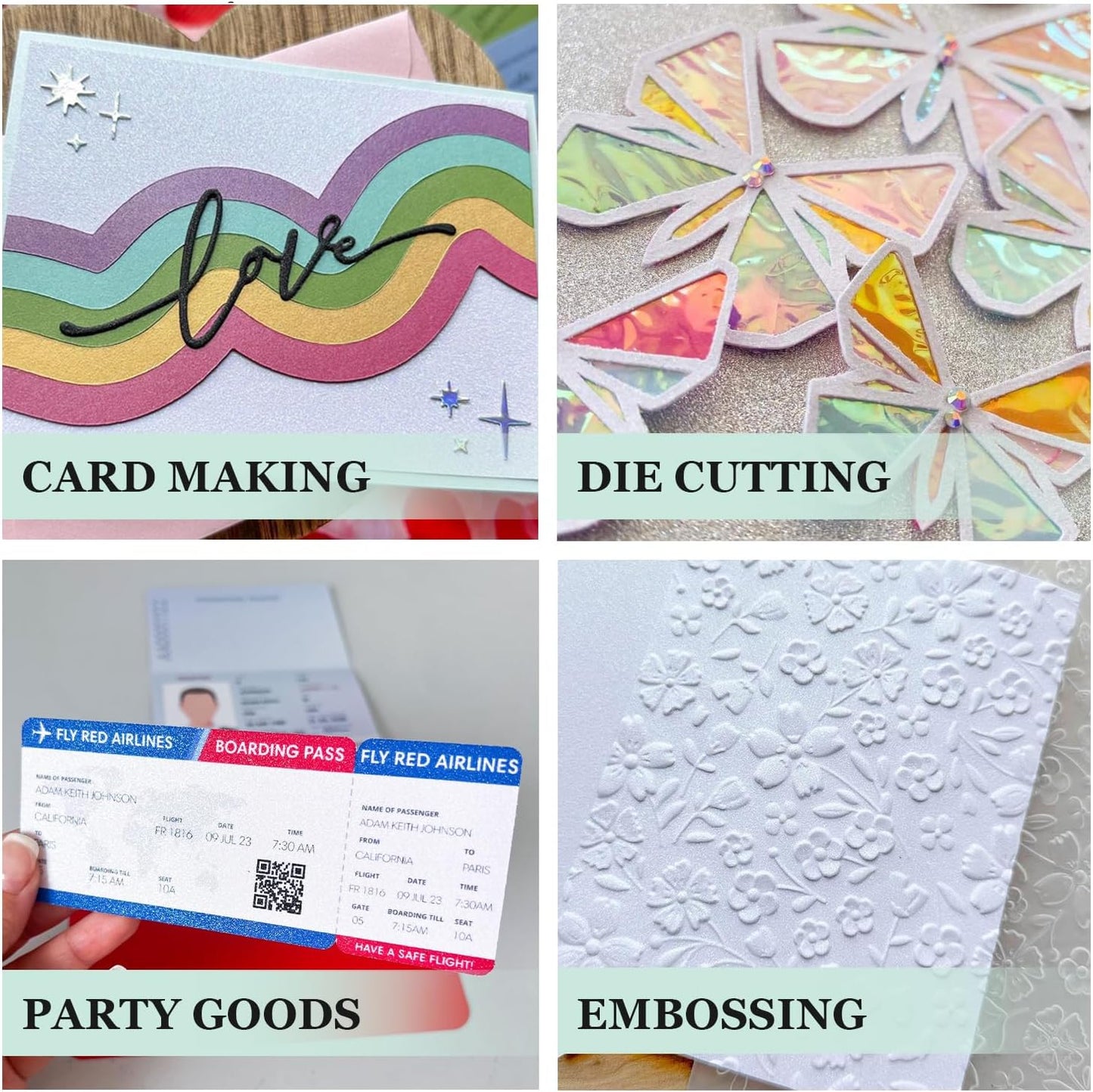 Cardstock Warehouse Diamond Print Inkjet Glitter - Premium White Glitter Cardstock Paper – 15 Sheets, 8.5 x 11" - 104 lb/280 GSM for Inkjet Printing, Die-Cutting, Card Making, Crafts, and DIY Projects