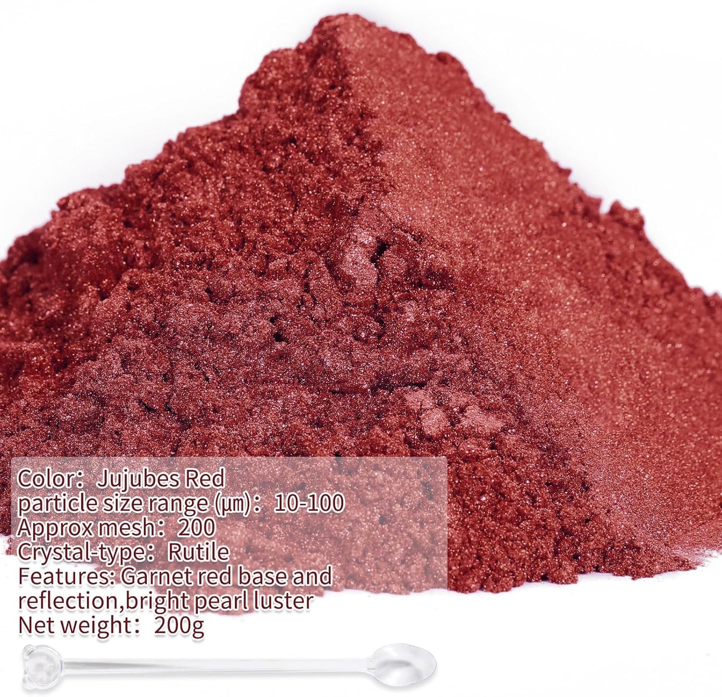Mica Powder,7.05OZ（200g）,Jujubes Red Mica Powder Pigment for Epoxy Resin，Lip Gloss，Car Paint，Dye，Soap Making，Nail Polish,Epoxy Resin,Candle Making,Bath Bombs