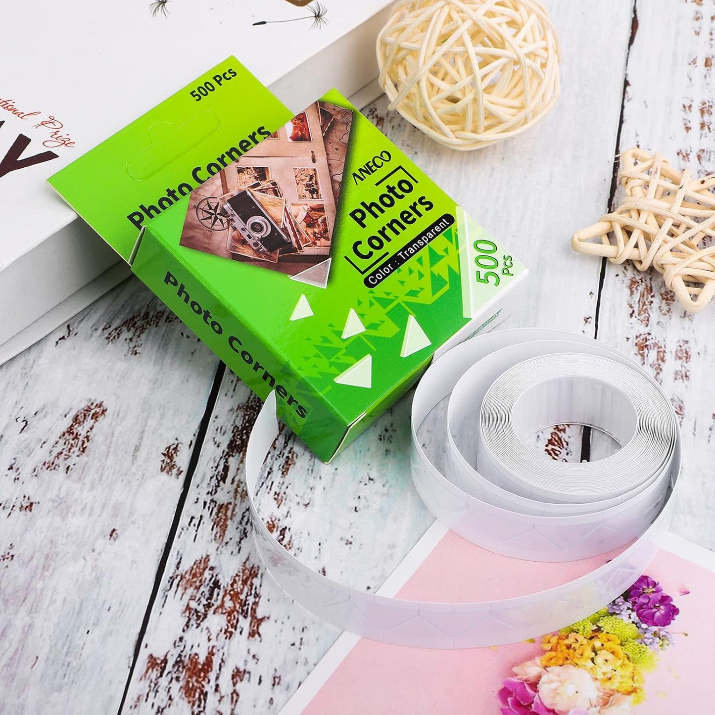 Aneco Transparent Photo Corners Clear Picture Mounting Corner Stickers for DIY Album, Scrapbook, Journal, 500 Pieces/Pack