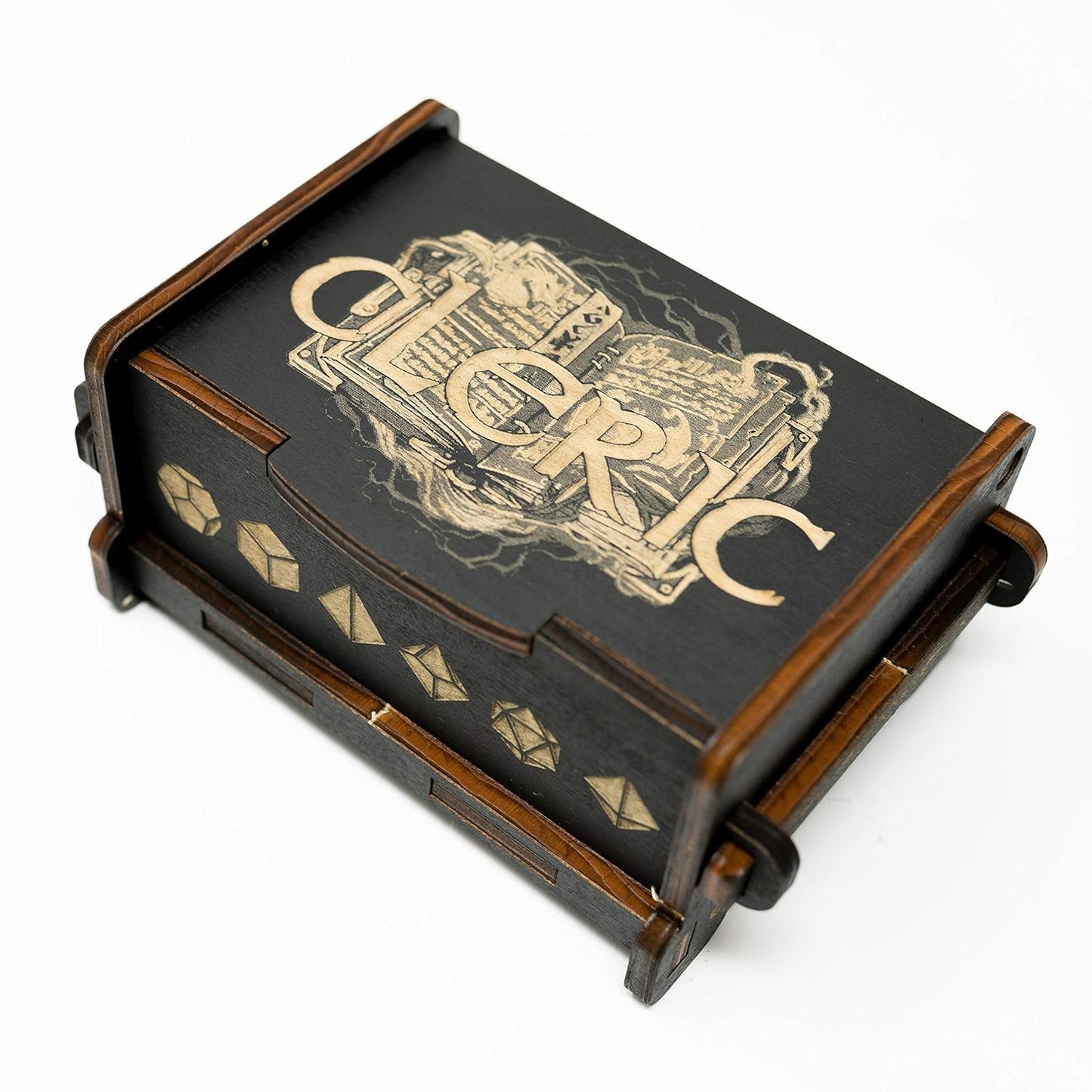 Dice Box - BLACK - 6x4x3 Also holds jewelry and great for desks and desk top items (Cleric)