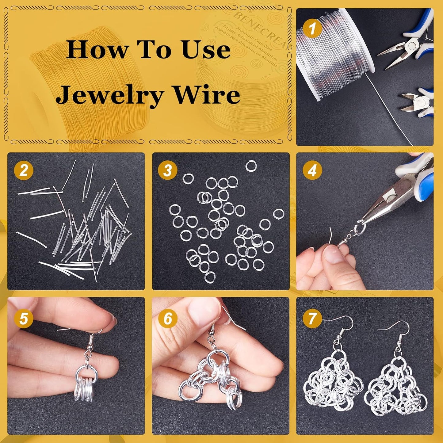 BENECREAT 15 Gauge 220FT Aluminum Wire Anodized Jewelry Craft Making Beading Floral Colored Aluminum Craft Wire - Gold