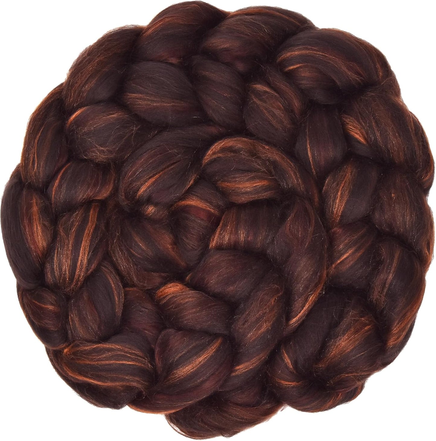 Merino Silk Luxe Tonal Designer Blend. Superfine Merino, Mulberry Silk, Tussah Silk. Top Roving for Spinning or Felting. Chestnut Velvet 4oz