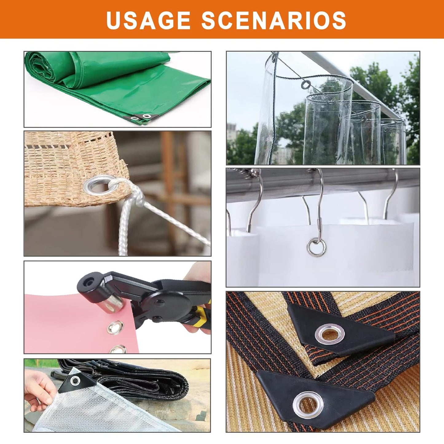 Grommet Tool Kit, Eyelet Tool Multi-Purpose Handheld Manual Hole Punch Rivet Press Plier Crimper 3 Interchangeable Dies with 900 Set 7/32" 5/16" 3/8" Metal Grommets Washers