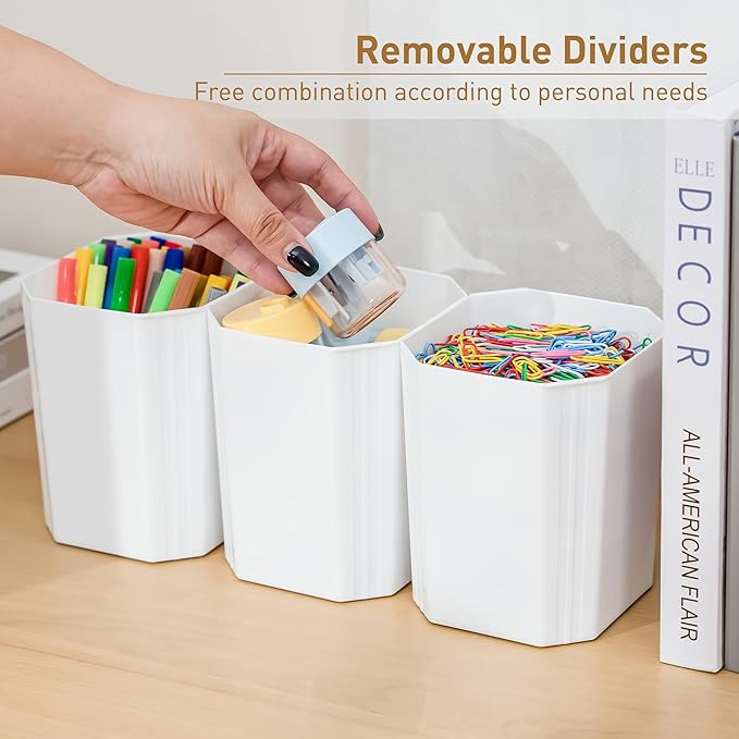 Citylife 17 QT Plastic Storage Box with Removable Tray and 6 Detachable Tall Inserts Craft Organizers and Storage Clear Storage Container for Organizing Crayon, Craft, Sewing, Playdoh, 4 Packs