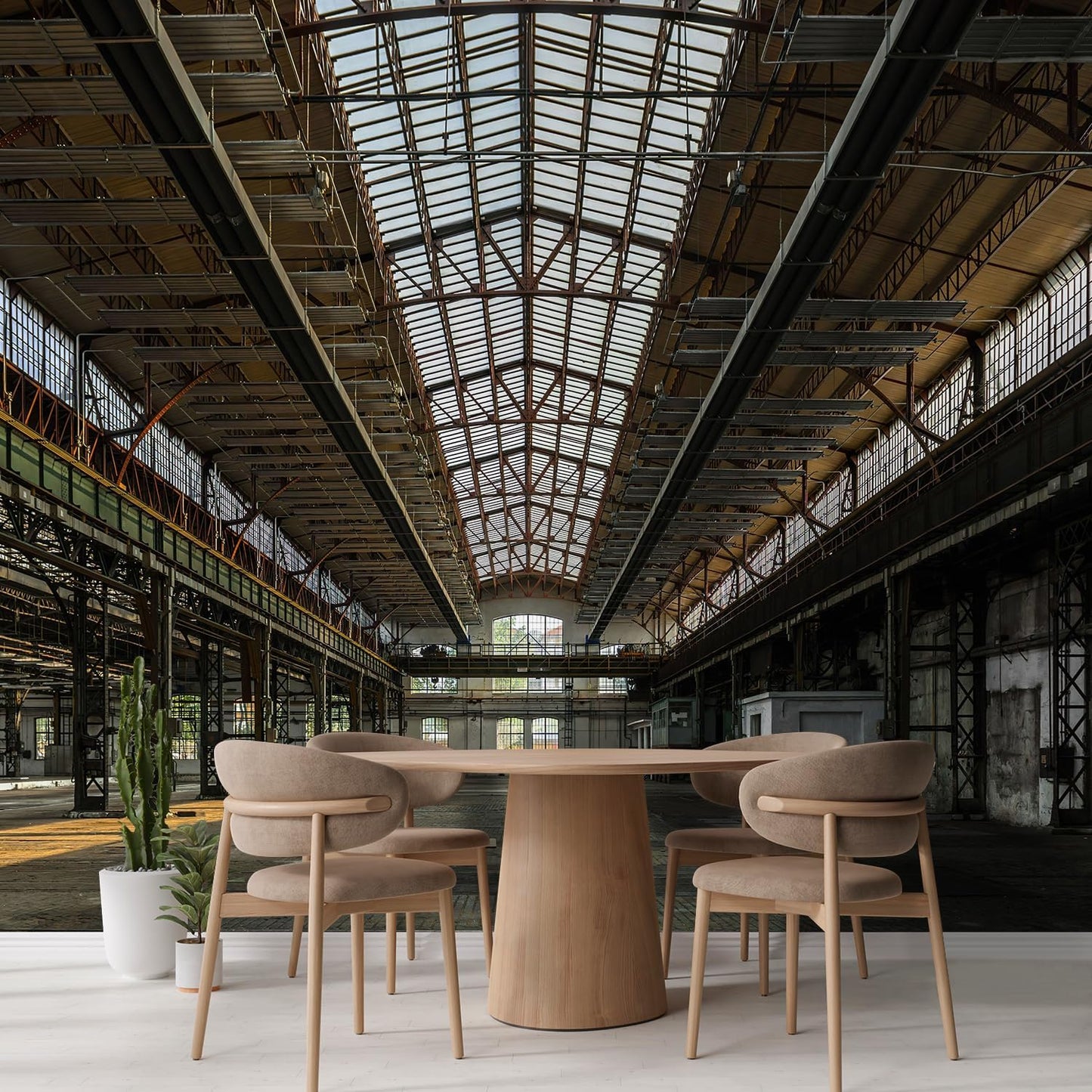 wall26 Industrial Interior of an Old Factory Building Removable Wall Mural | Self-Adhesive Large Wallpaper - 120x168 inches