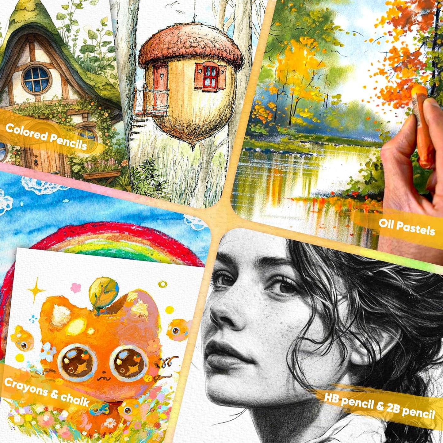 7"x10" Watercolor Paper Pad, 30 Sheets Watercolor Paper, 140lb/300gsm Spiral Bound Art Sketch Book for Adult, Bulk College Essentials, Watercolor Textured Paper for Finger Paint, Canvas Painting