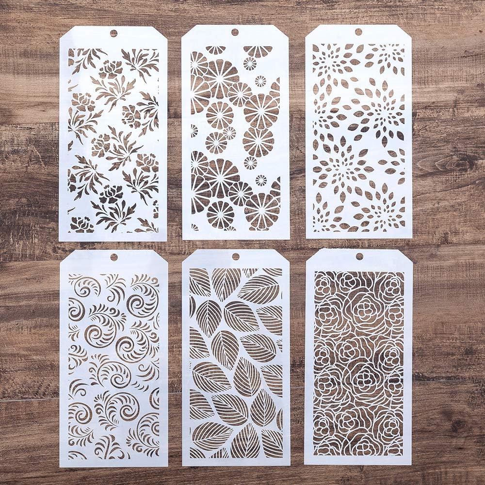 DIY Decorative Stencil Template for Scrapbooking Painting on Wall Furniture Crafts,Set of 6 (Rose)