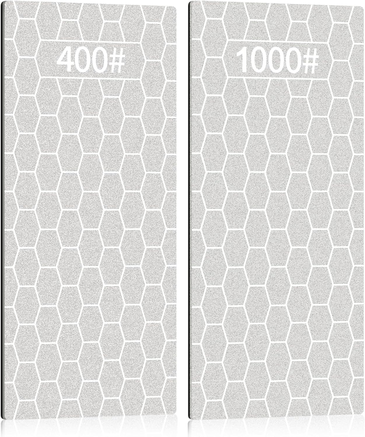 2PCS Diamond Sharpening Stone, Kalolary Knife Sharpener Stone Whetstone Honeycomb Surface Diamond Sharpener Plate with Non-slip Base for Pocket Knives Scissors, Outdoor Kitchen Tools (400/1000 Grit)