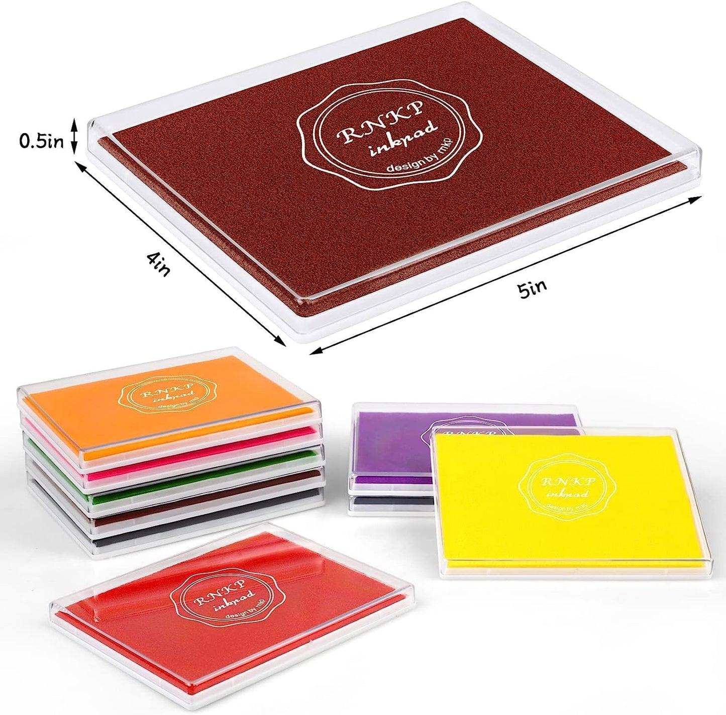 RNKP Large Brown Ink Pad for Rubber Stamps, 5 × 4 inch Ink Stamp Pads Permanent for Paper Wood Fabric (Brown)…