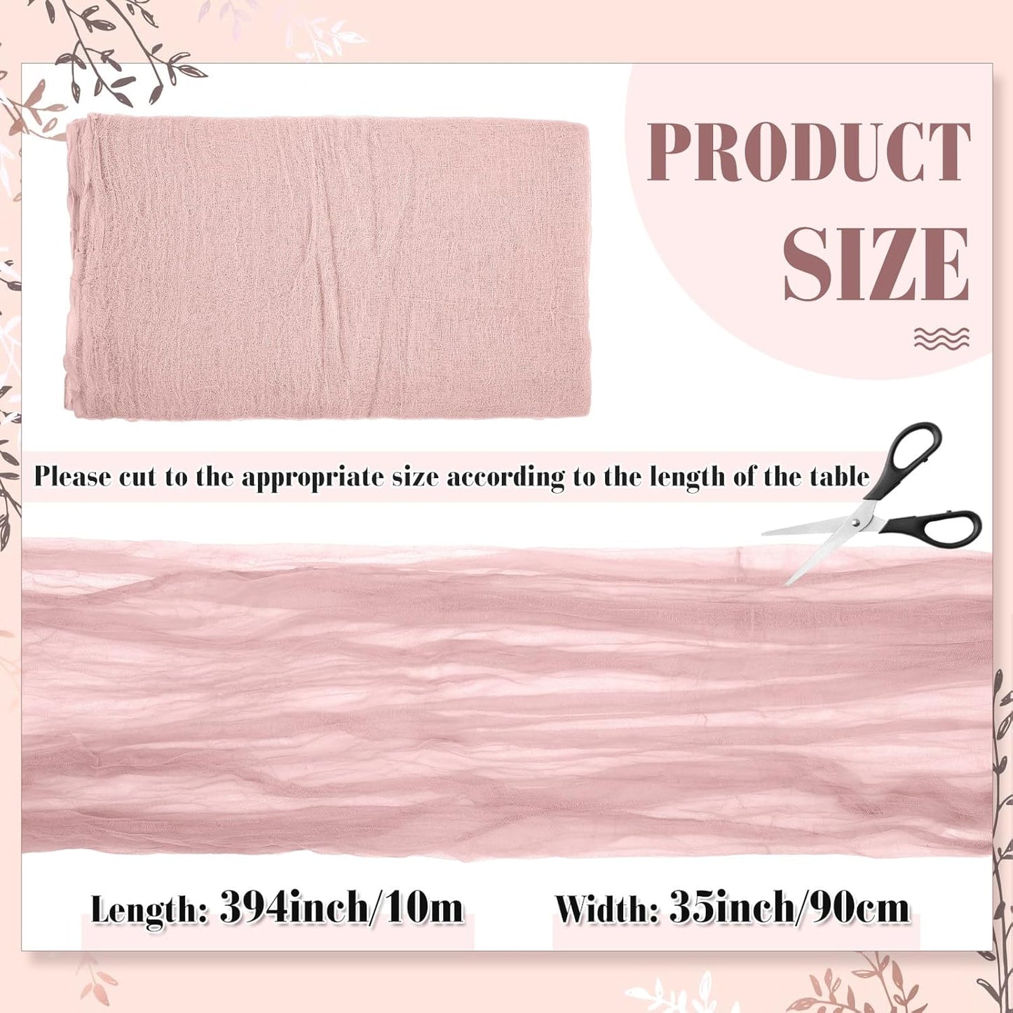 Boao Halloween Cheese Cloth 35.43 x 393.7 Inch Pink Cheesecloth Roll for Crafts Large Cotton Muslin Gauze Fabric for Halloween Outdoor & Indoor Spooky Decoration