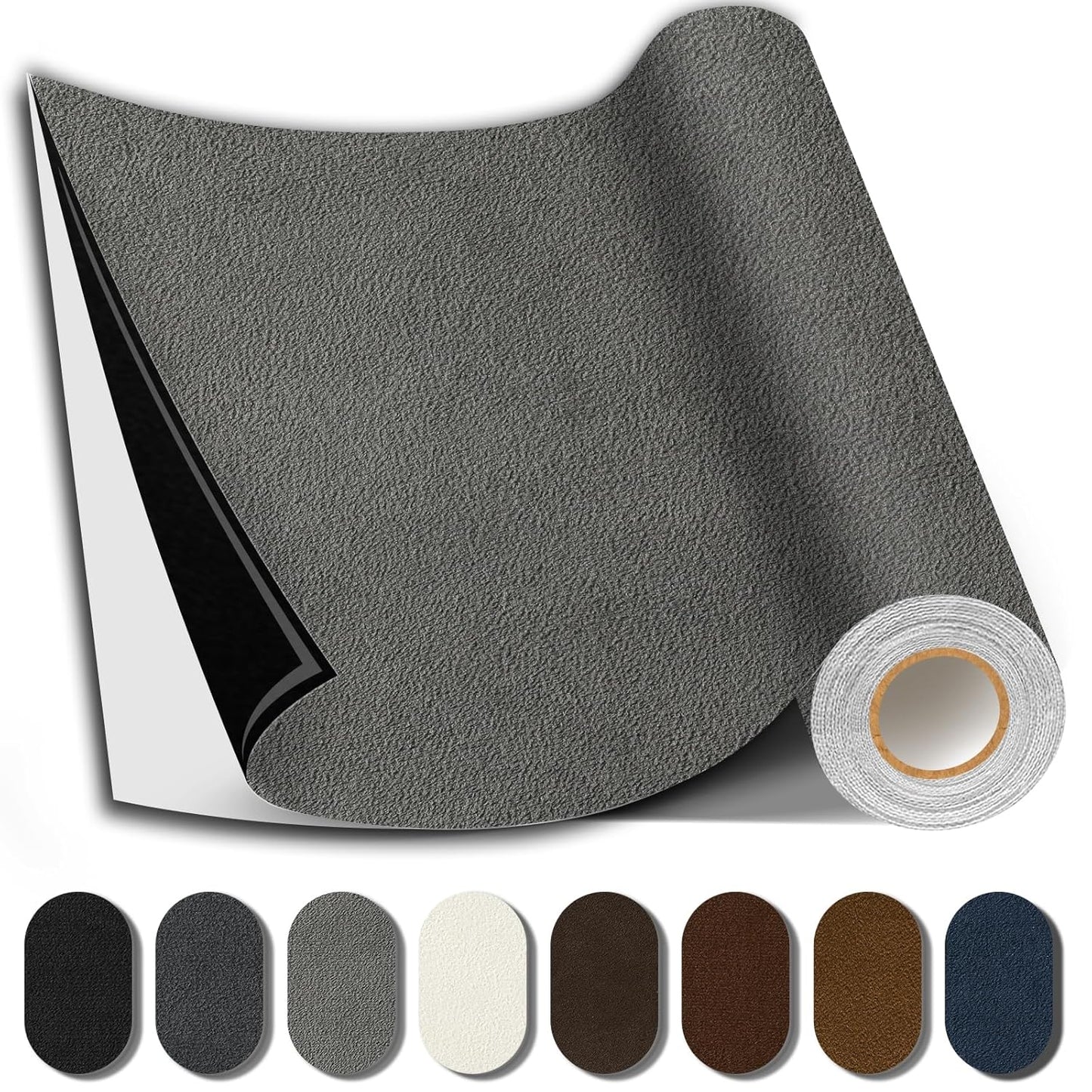Suede Repair Patch, 17X79 Inch Large Repair Tape, Self-Adhesive Patches for Furniture, Sofa, Car Interior, Shoes, Hand Bag, Clothing (Grey, 17X79 Inch)