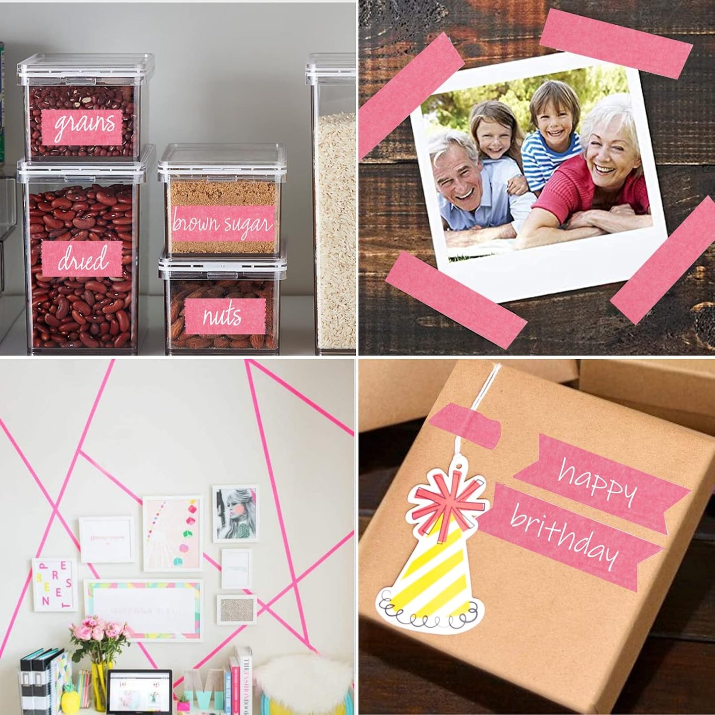 Pink Painter's Tape,1" x 60 Yards - 14 Day Easy Removal Decorative Masking Tape for Painting,Labeling,DIY Crafting,Decoration and School Projects